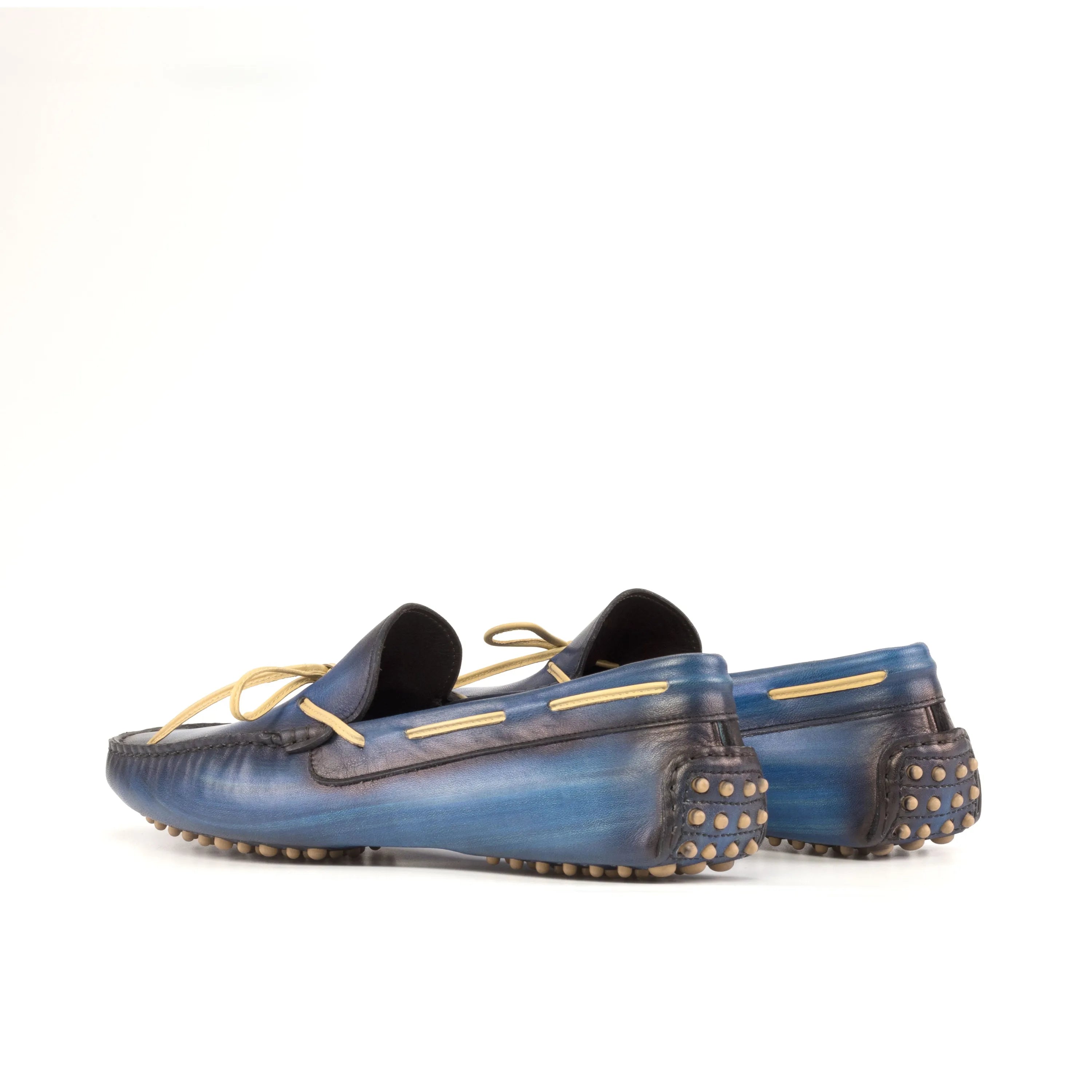 Blue leather driving shoes from Hobi Patina Driver for stylish and comfortable wear