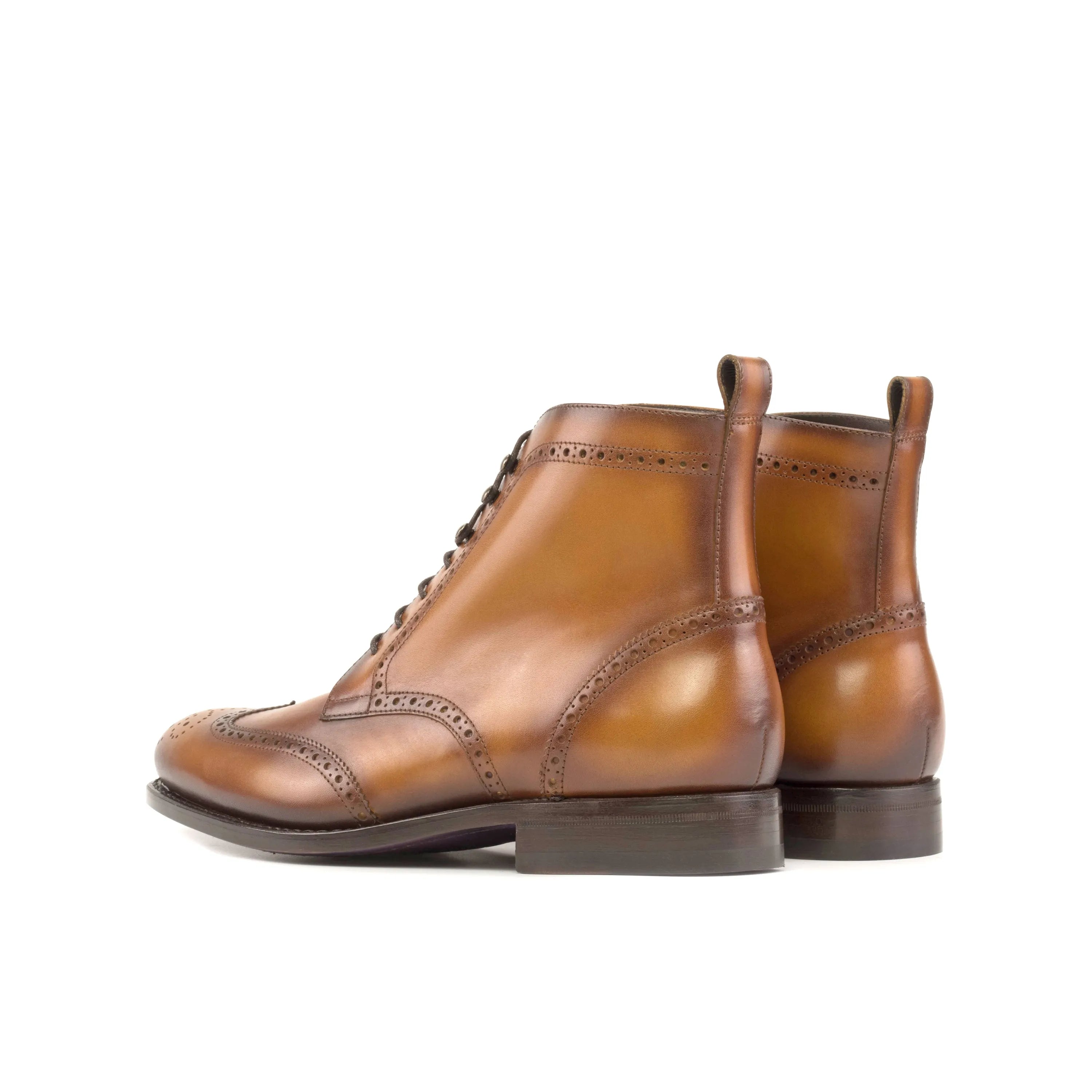 Brown leather Wingtip Boots, the stylish Hollander Military Brogue Boots for versatile wear