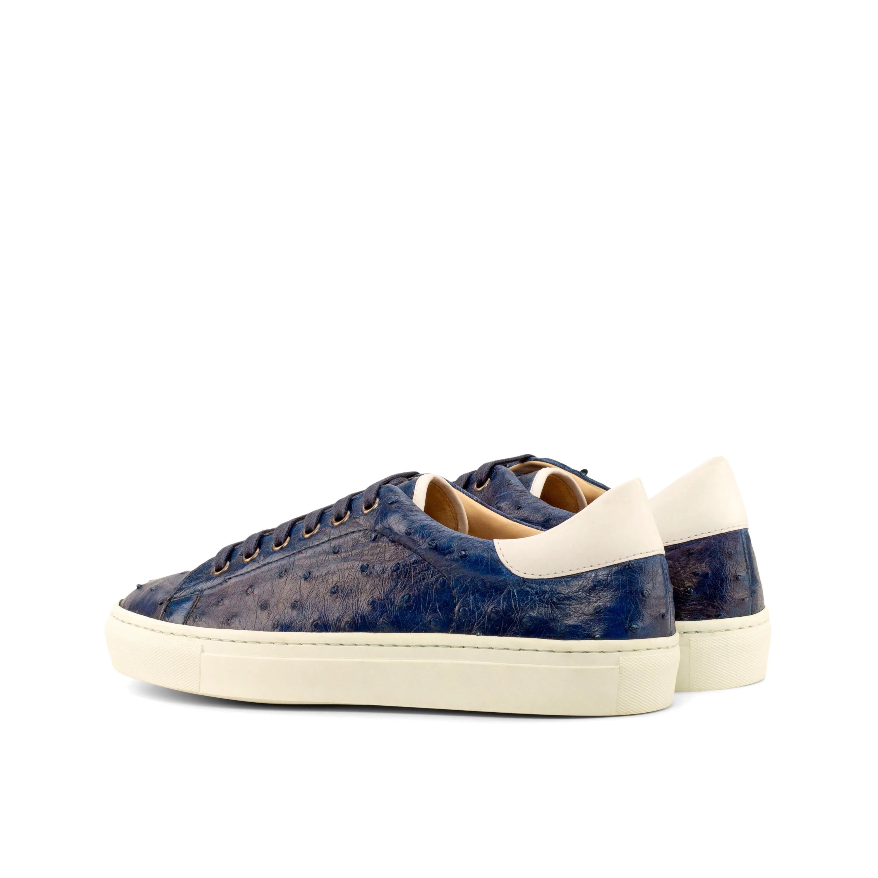 Blue Ostrich leather Honovi Trainer Ostrich sneakers with cupsole design for stylish comfort