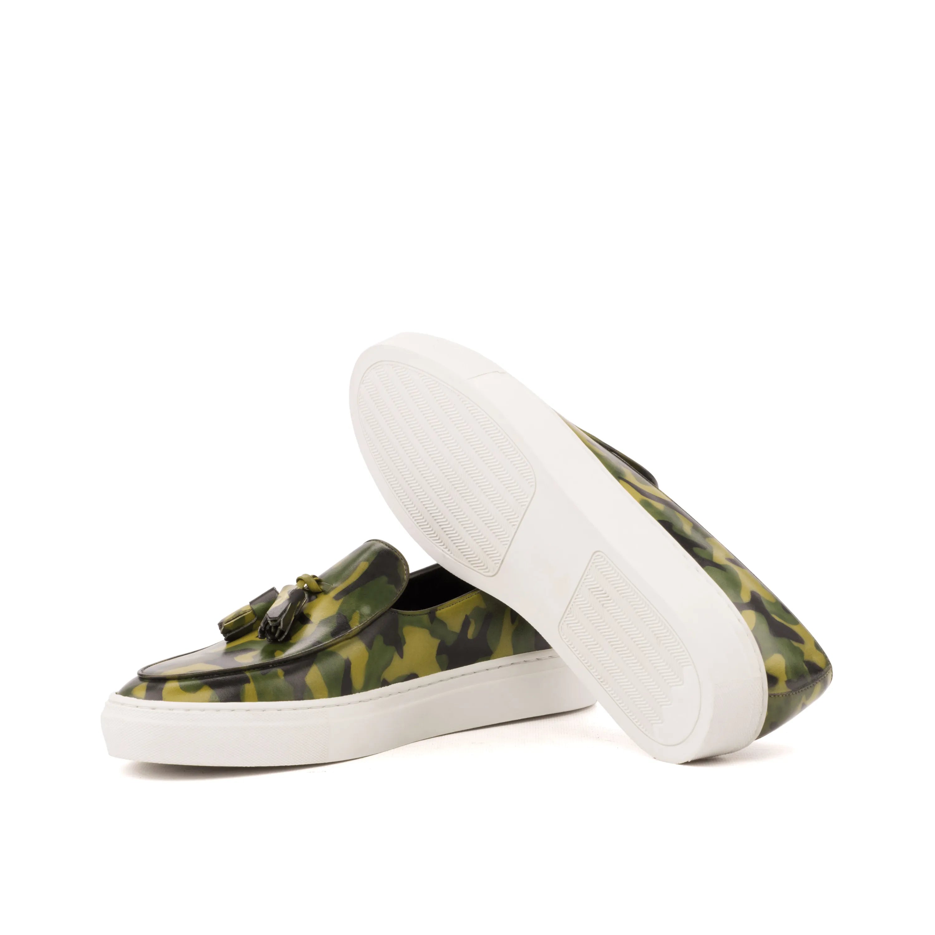 Camo tassel loafer sneakers showcasing the Hovo Patina Monk stylish design
