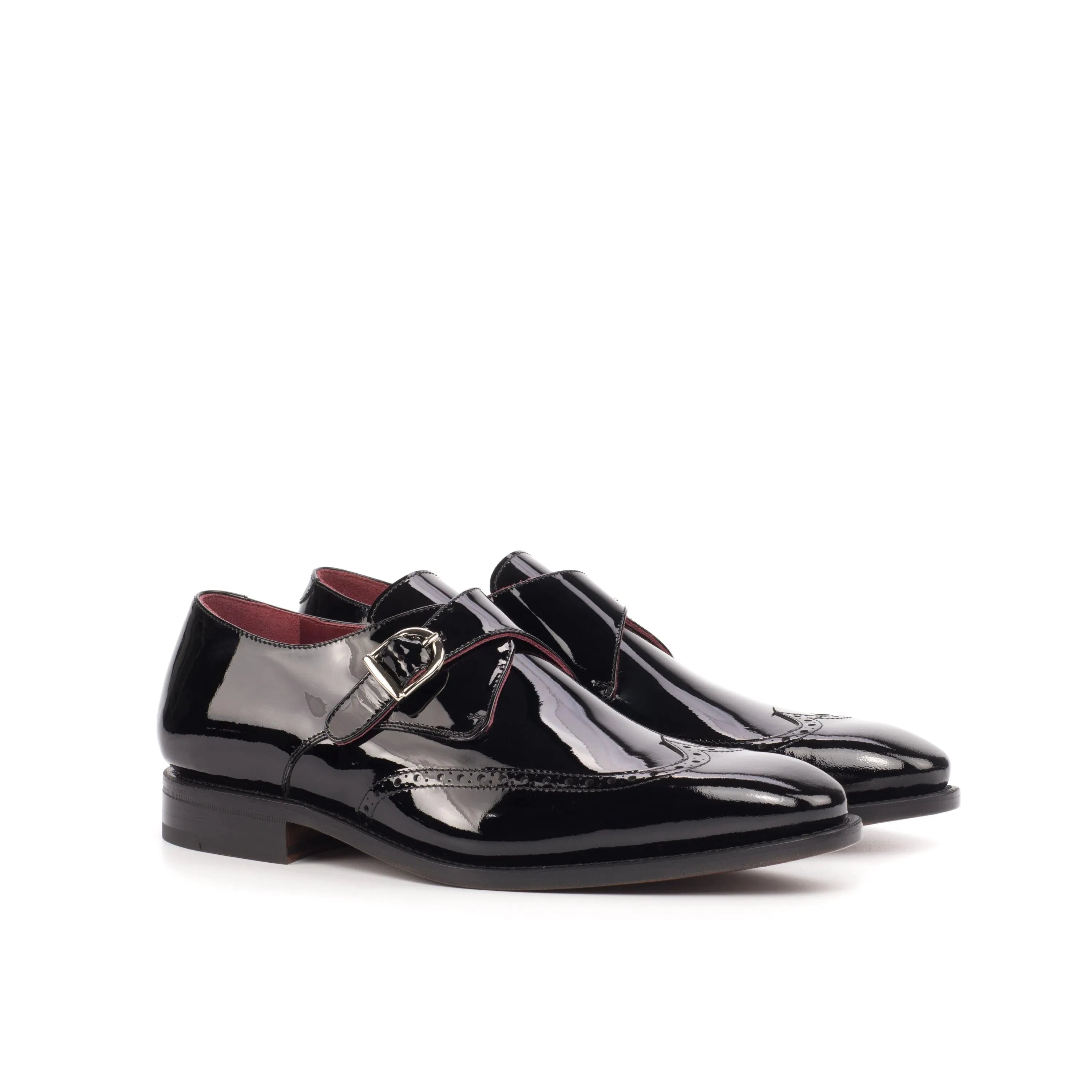 Shiny black Hugh Single Monk Shoes, stylish single monk shoes for formal occasions