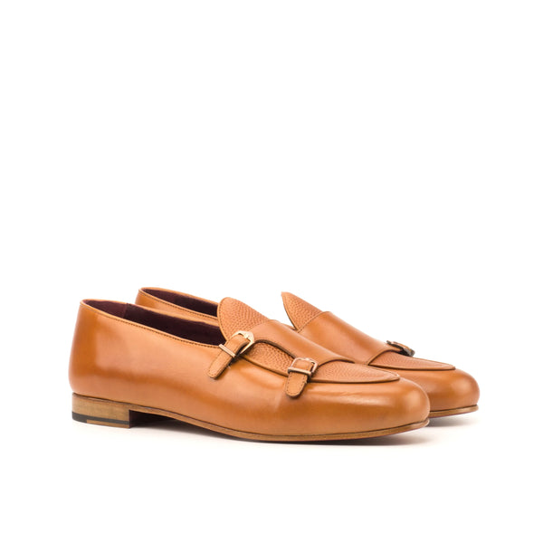 Tan Ibb Belgian monk slipper with buckle and wooden sole