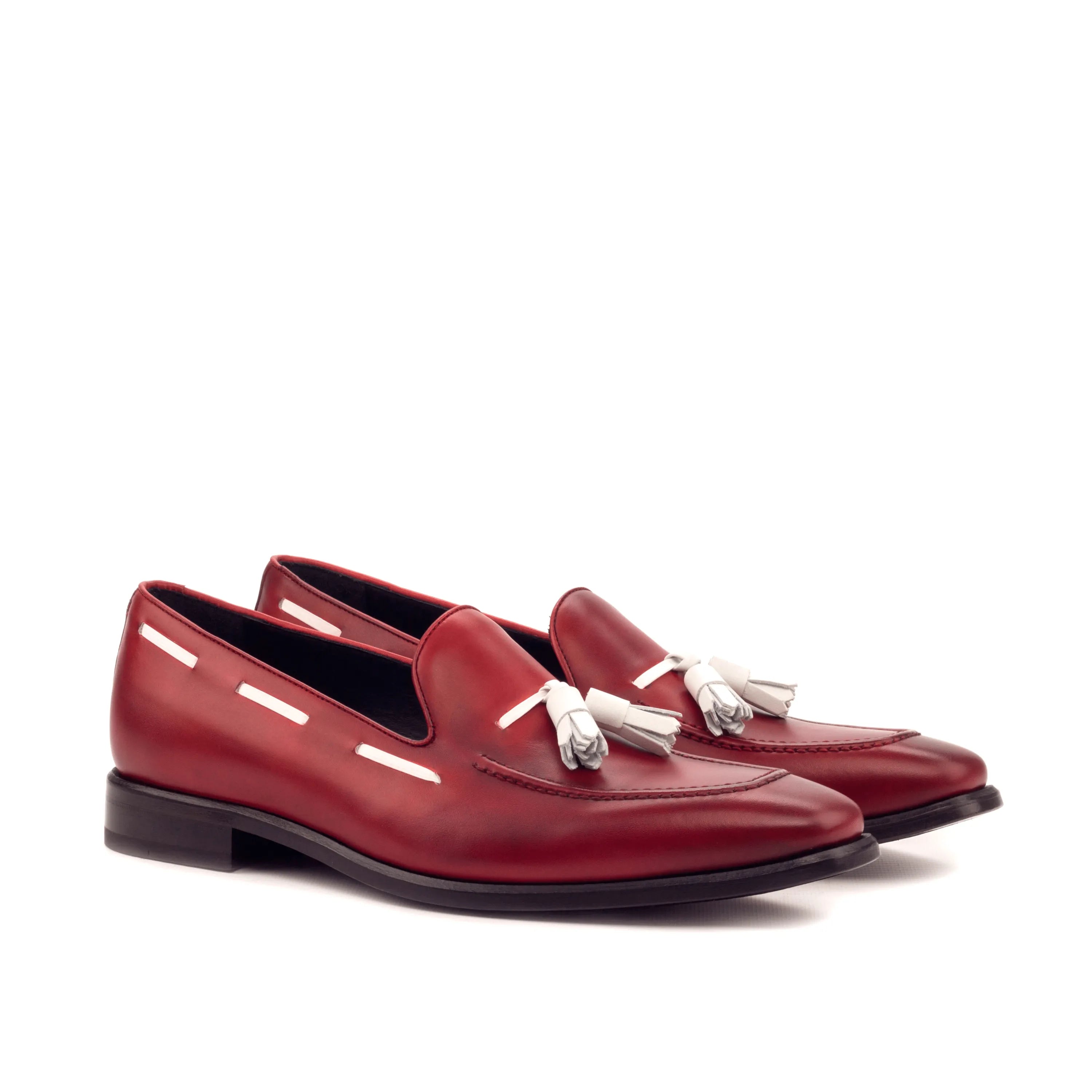 Burgundy leather tassel Icarus Loafers, luxury bespoke shoes for men