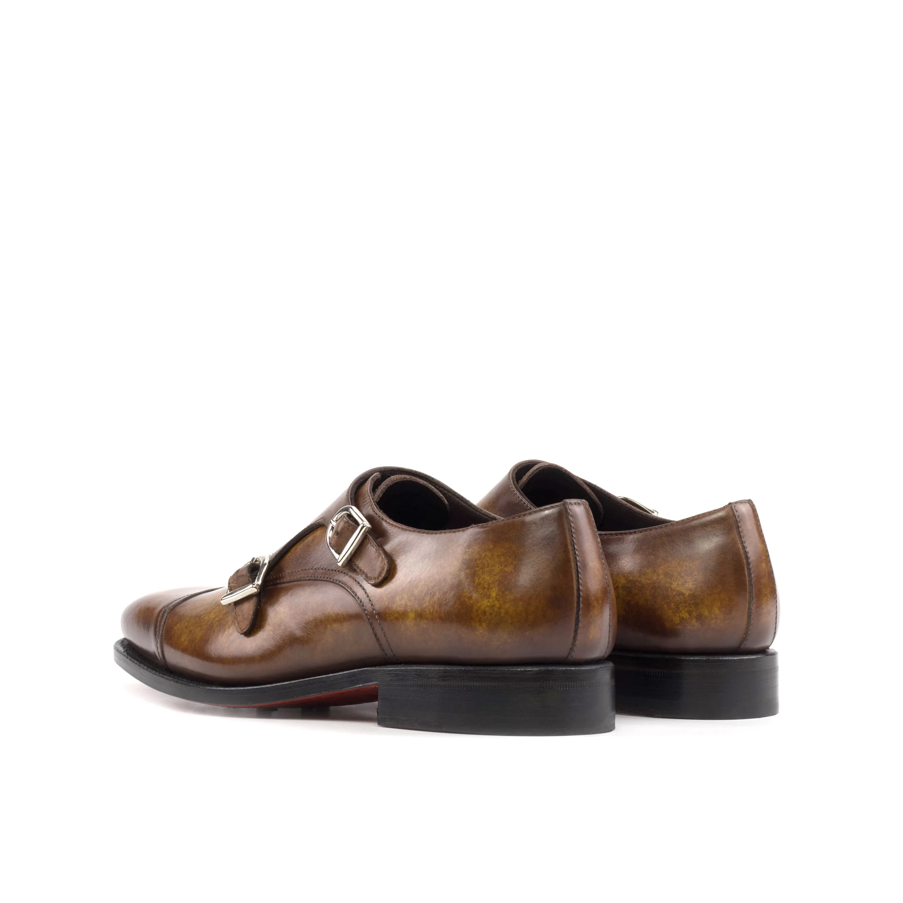 Brown leather Imperial Patina Double Monk strap shoes showcasing elegant craftsmanship