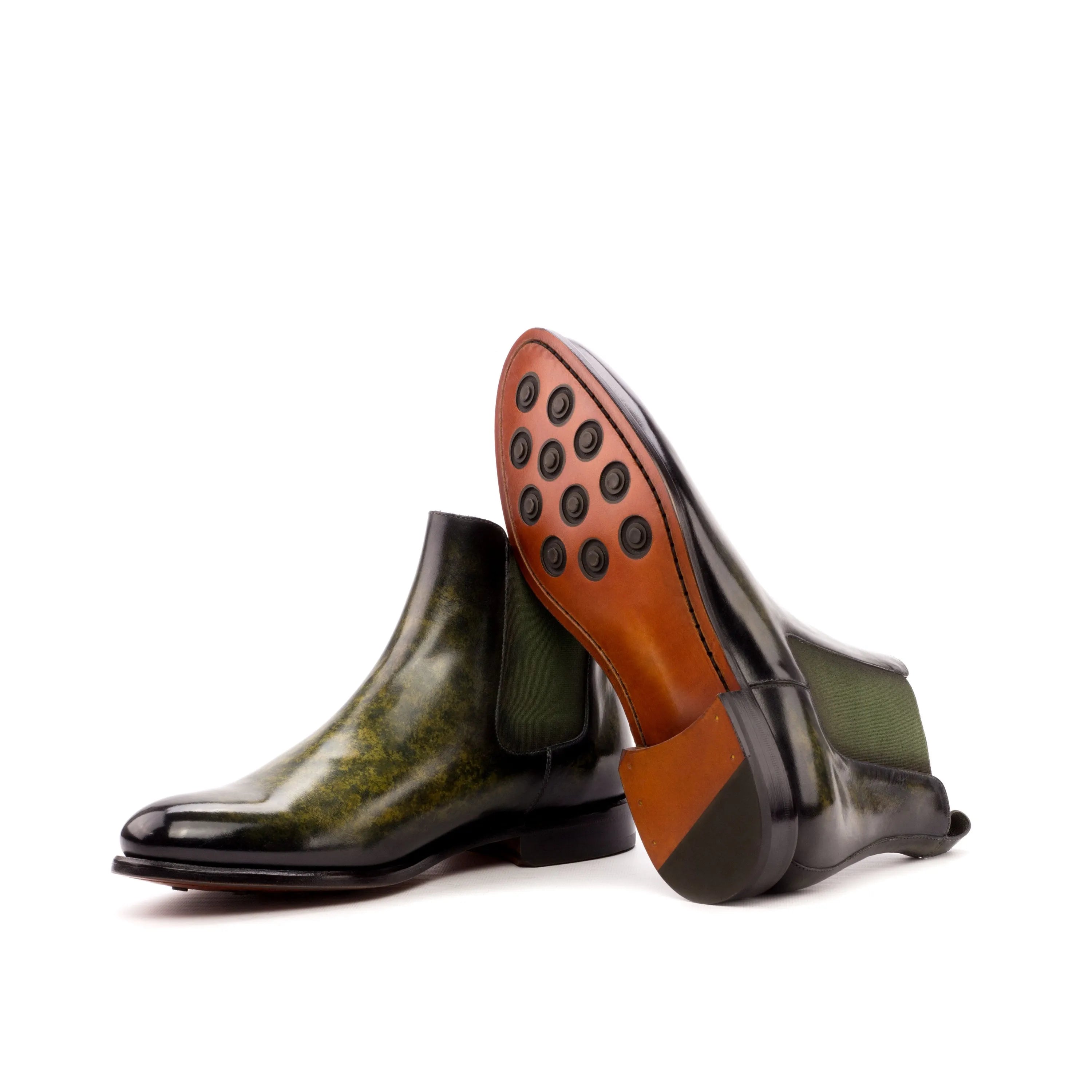 Green and black leather Irish Frank Patina Chelsea Boot for stylish footwear