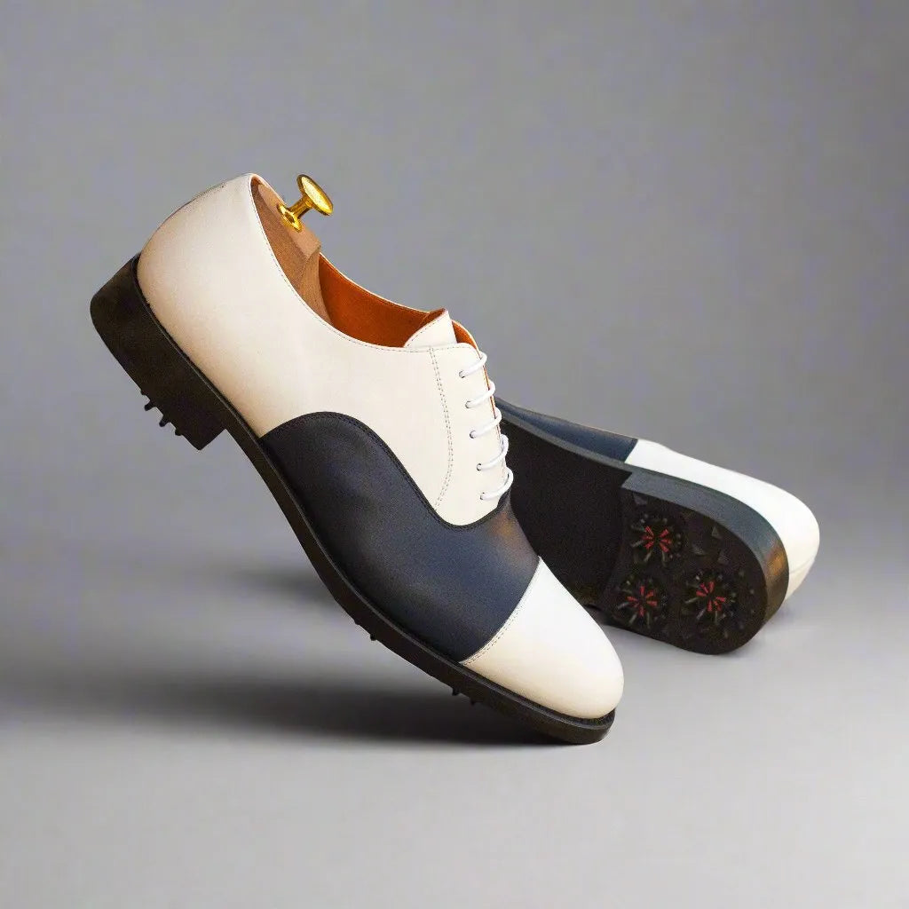Two-tone Island Oxford golf shoes crafted from premium box calf leather