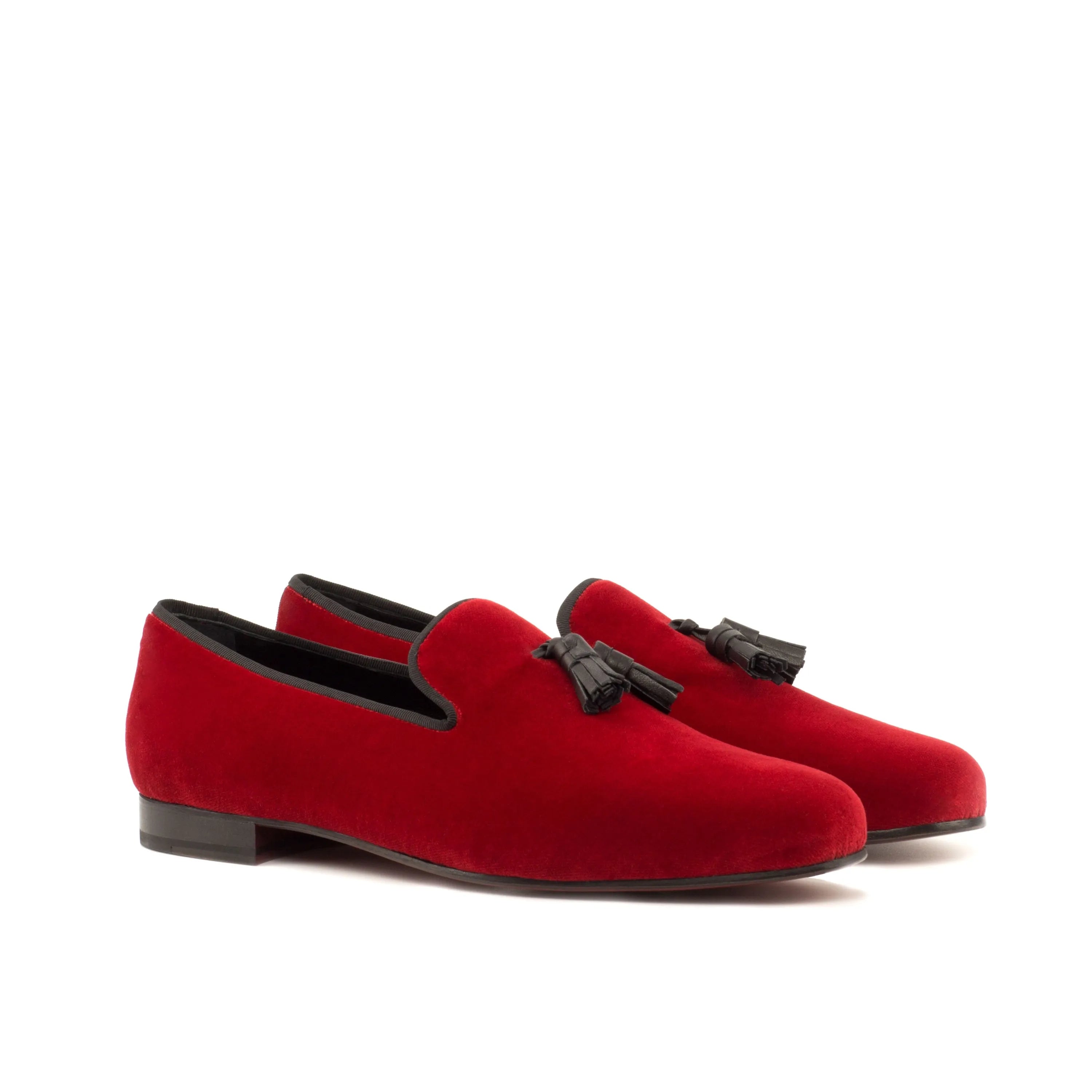 Red velvet tassel loafers from the Ivymain Wellington slipon collection