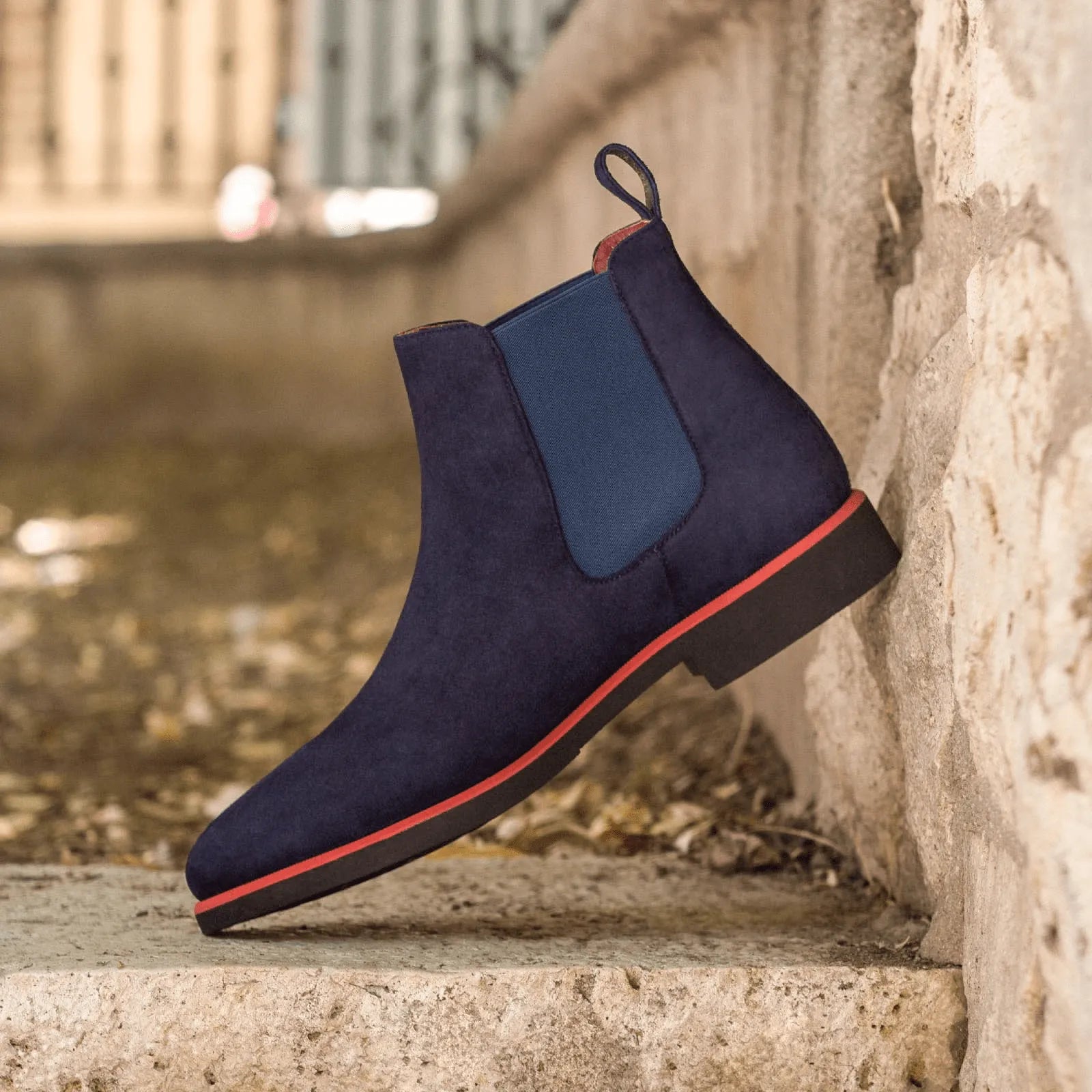 Vintage Blue Suede Chelsea Boot from J Chelsea Boot, luxury bespoke shoes for men