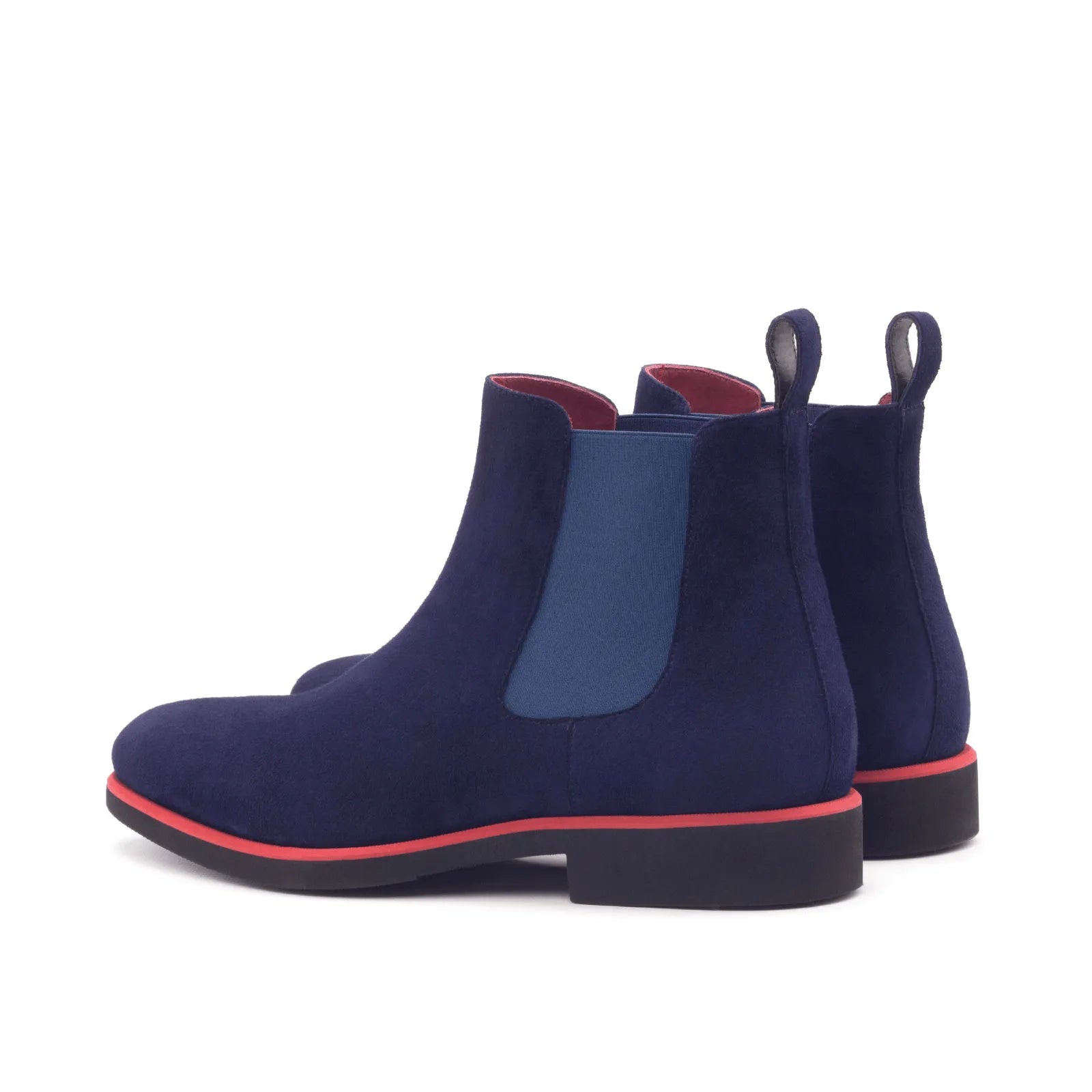 Blue suede Chelsea boots from J Chelsea Boot, luxury bespoke shoes for men