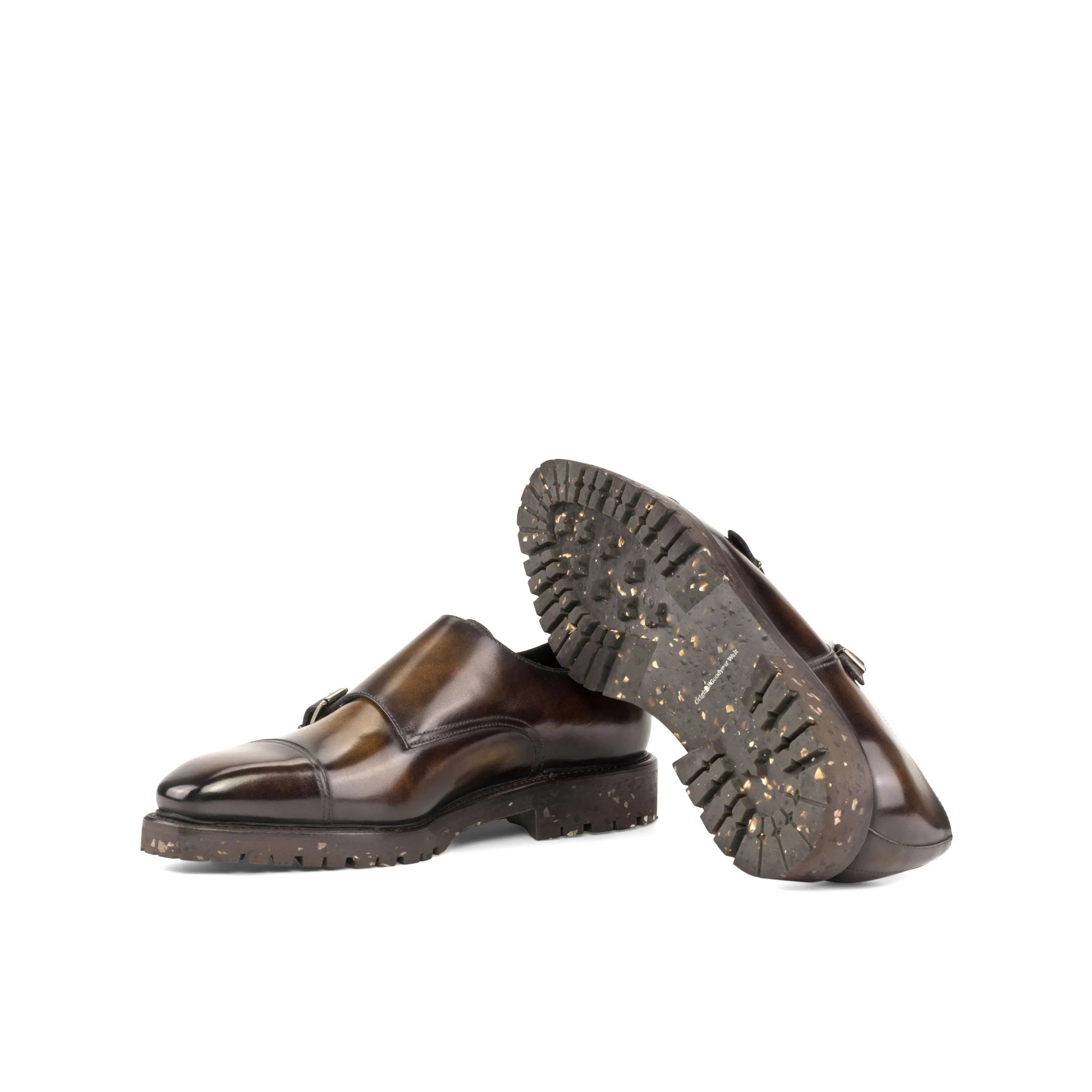 Brown leather Jamis Patina Double Monk strap shoes for a sophisticated look
