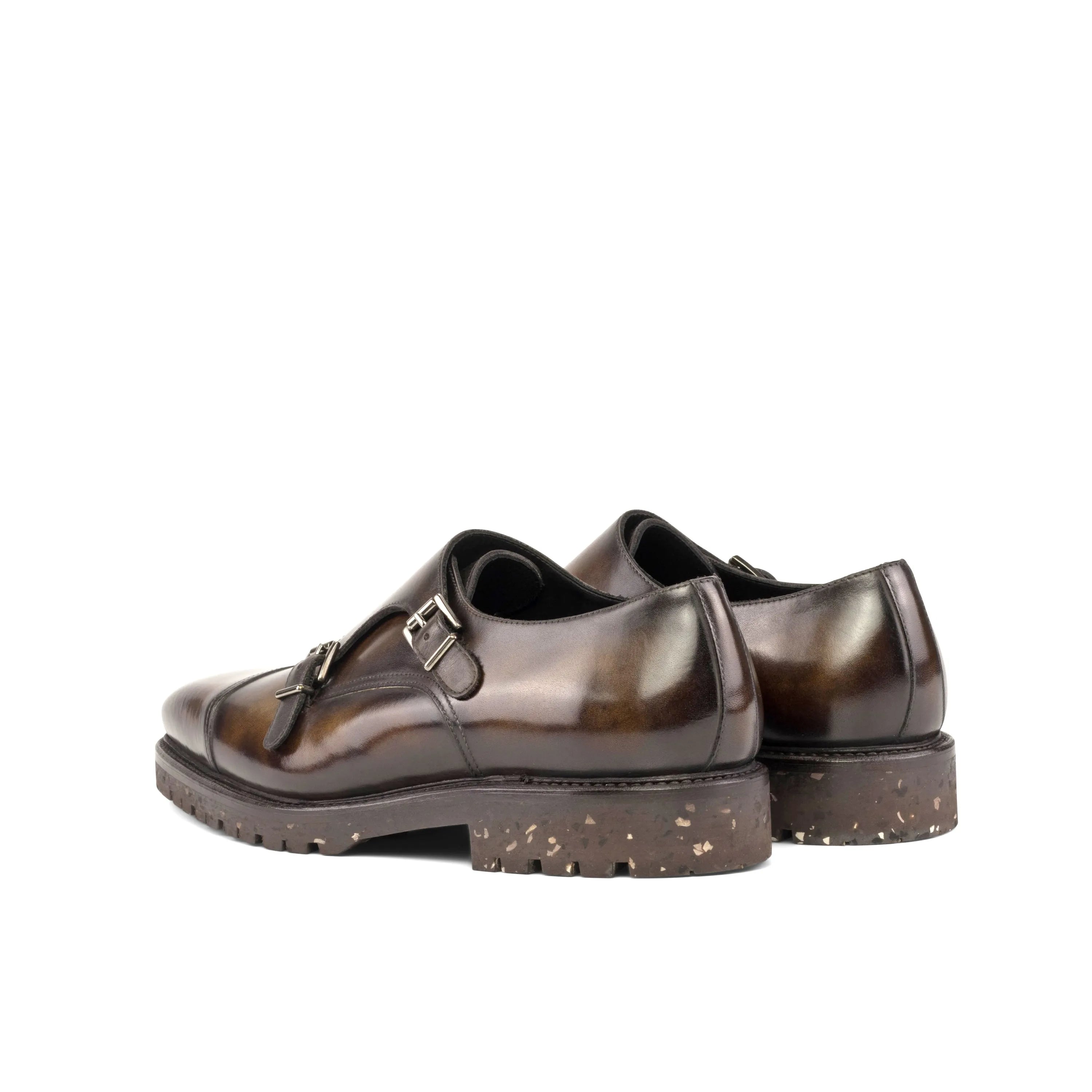 Brown leather Jamis Patina Double Monk strap shoes for a sophisticated look