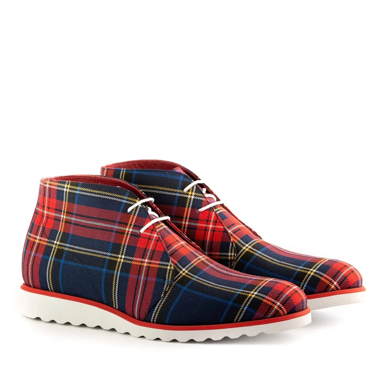 Plaid patterned ankle boots in Jamison Chukka, luxury bespoke shoes for men