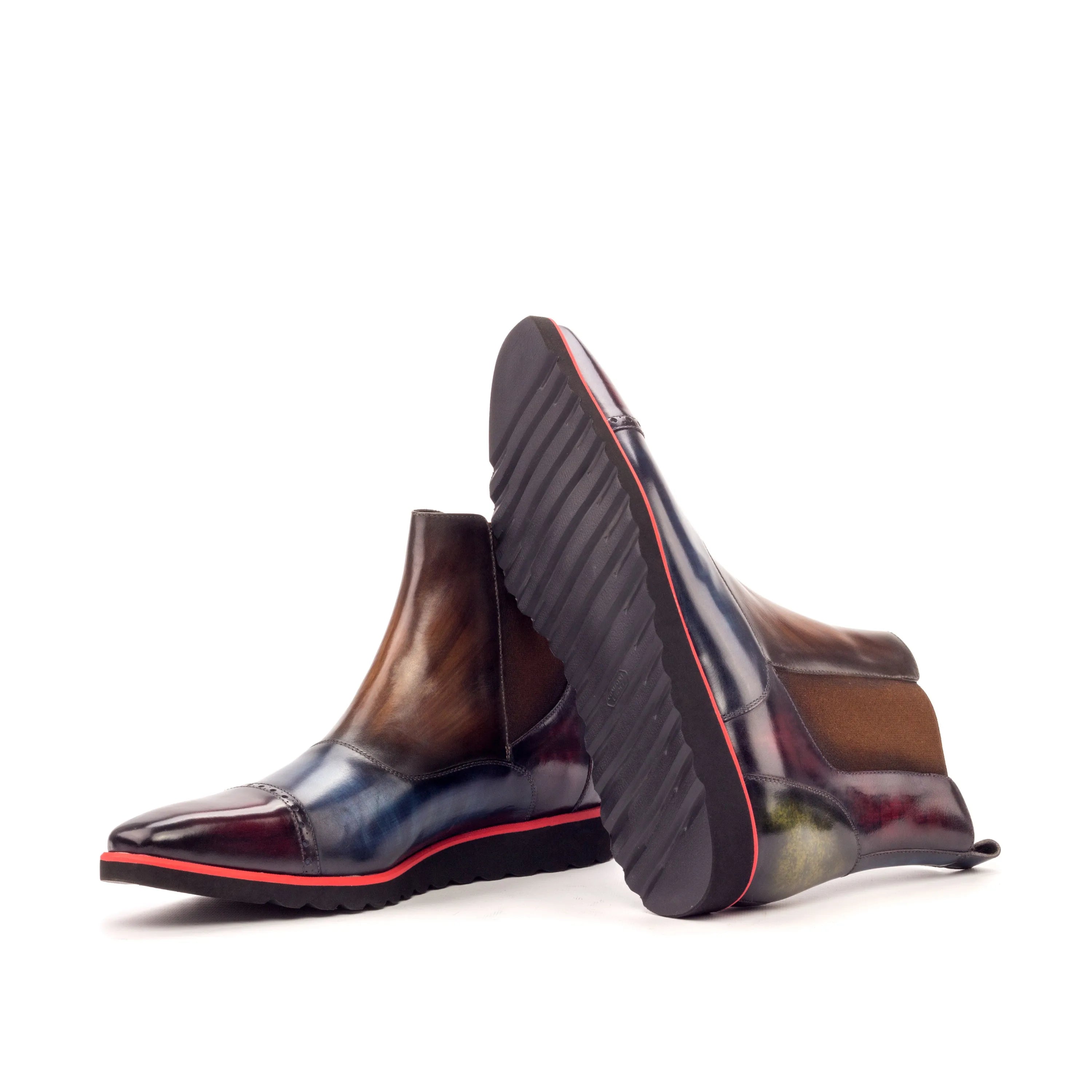 Multicolored Javier Patina Chelsea Boots showcasing stylish crust patina leather design