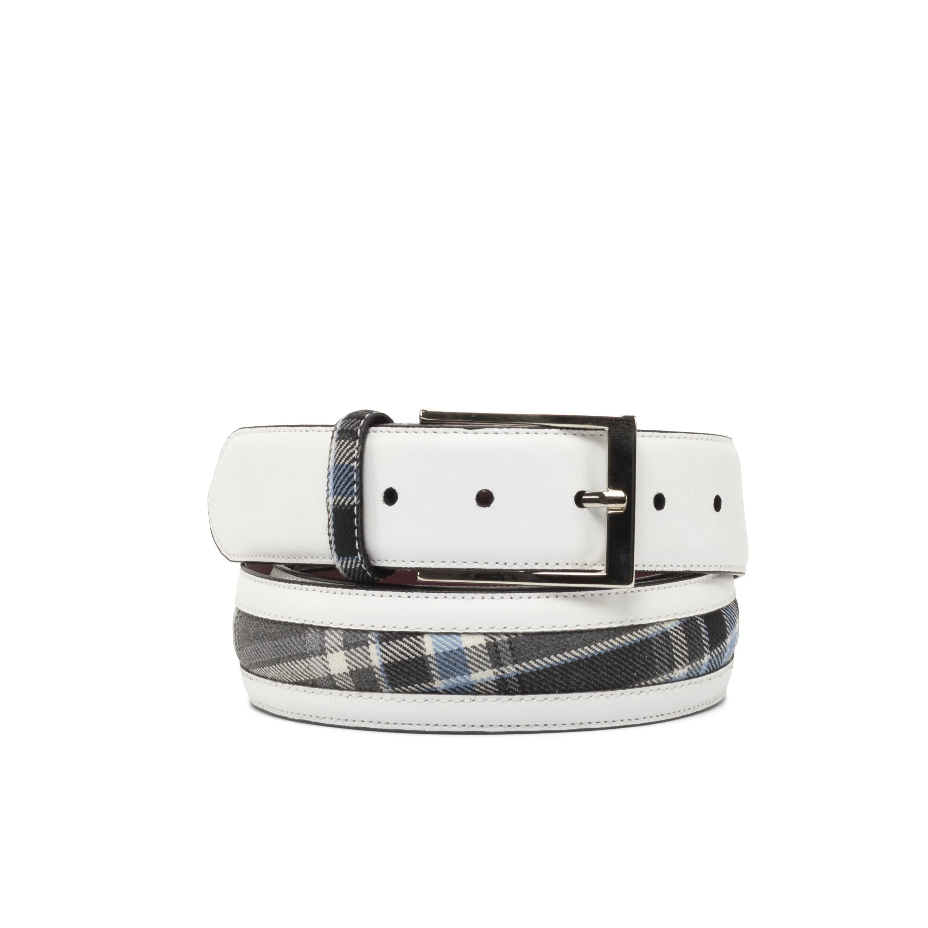 White and plaid Jazzy Venice Belt, a stylish accessory for chunky trainer sneakers