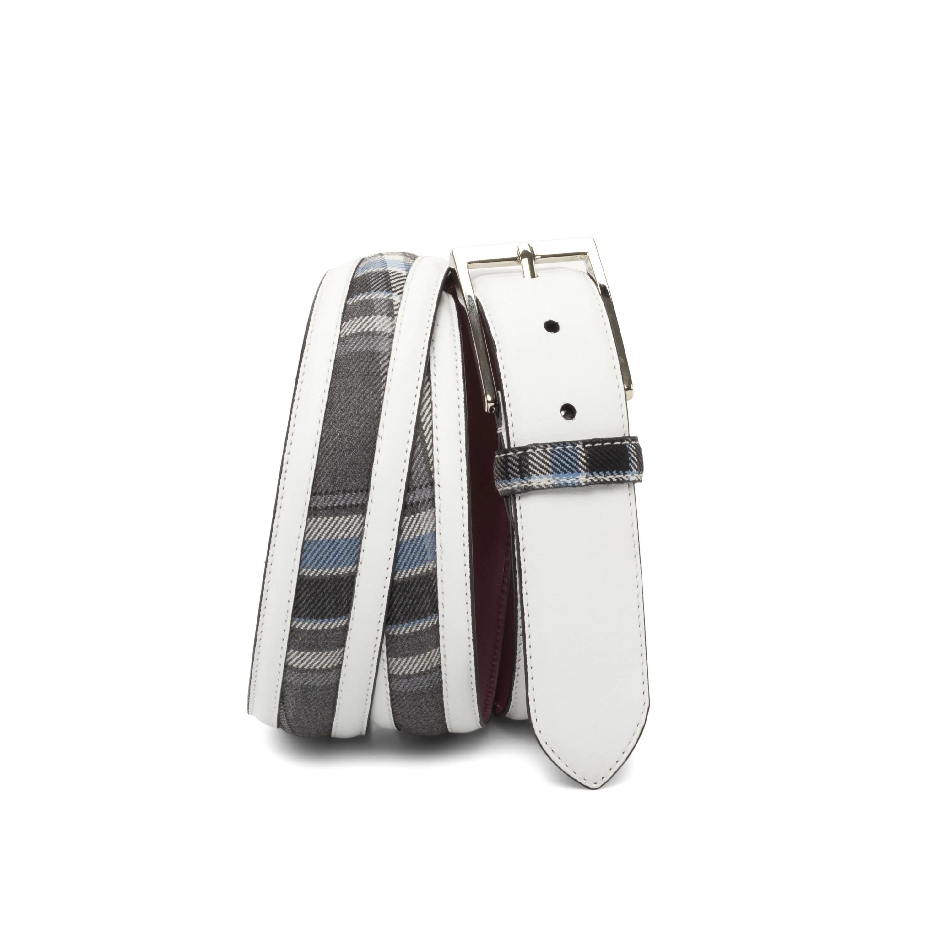 White and plaid Jazzy Venice Belt designed to enhance any outfit with chunky trainer sneakers