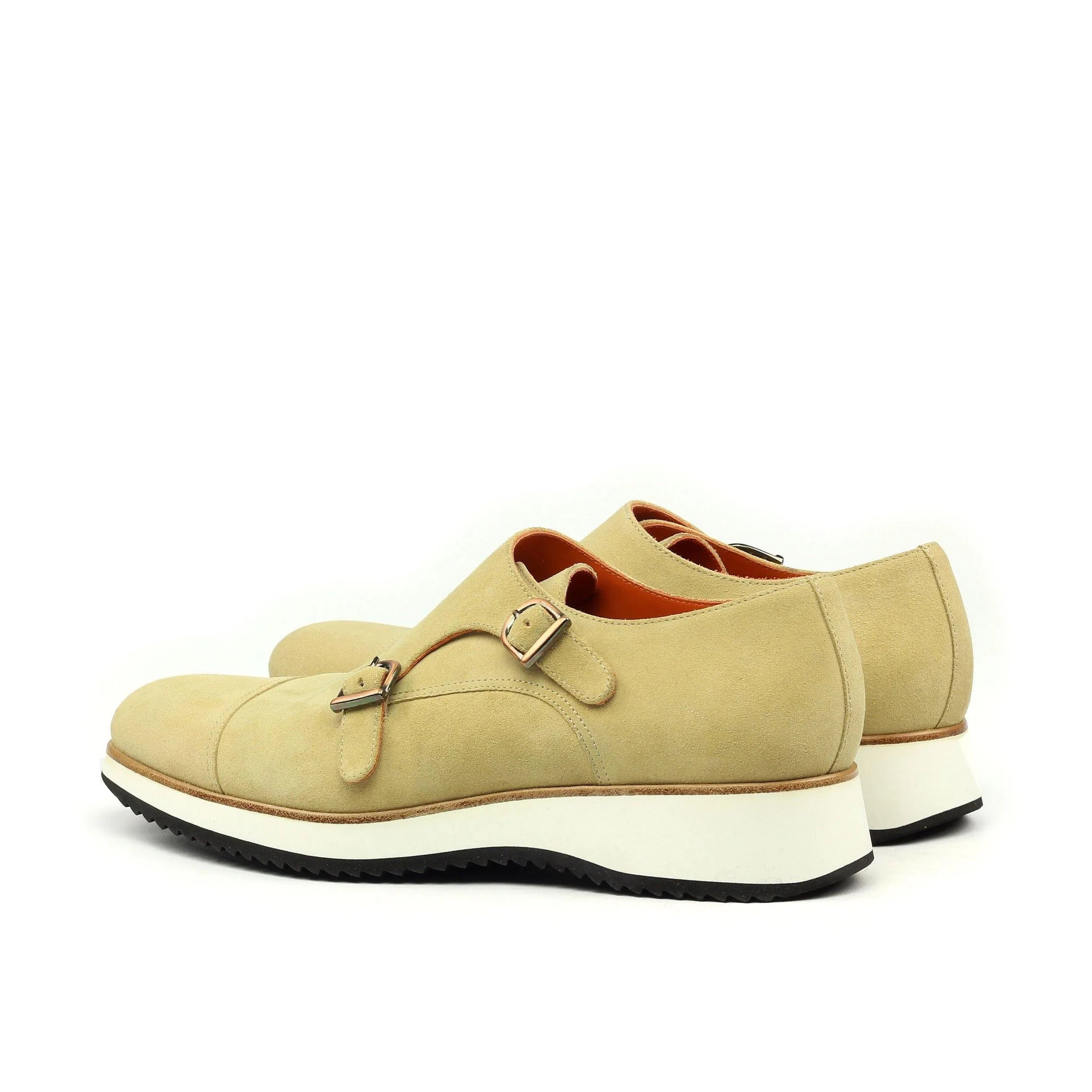 Beige leather double monk strap shoes from the Johndow Double Monk collection