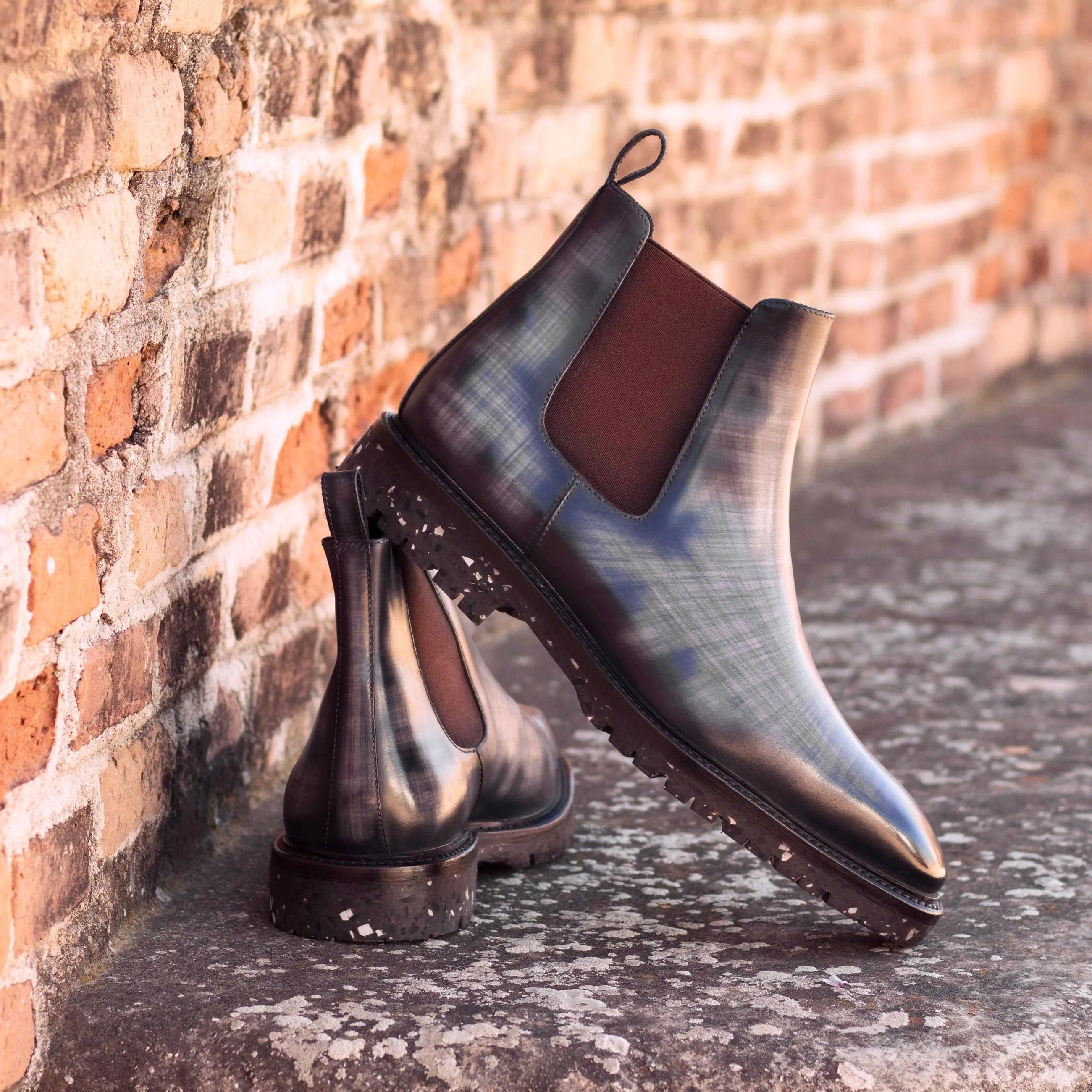 Pair of Jorgino Patina Chelsea Boots in gray, showcasing elegant footwear design