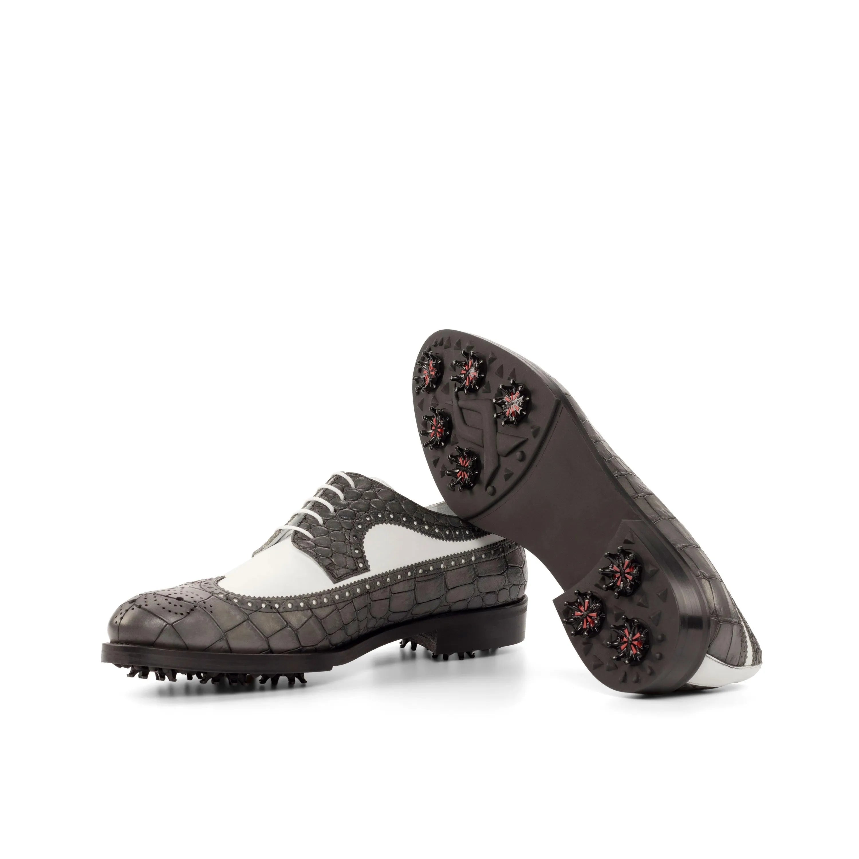 Gray and white Joseph Longwing Blucher Golf Shoes for stylish performance on the course