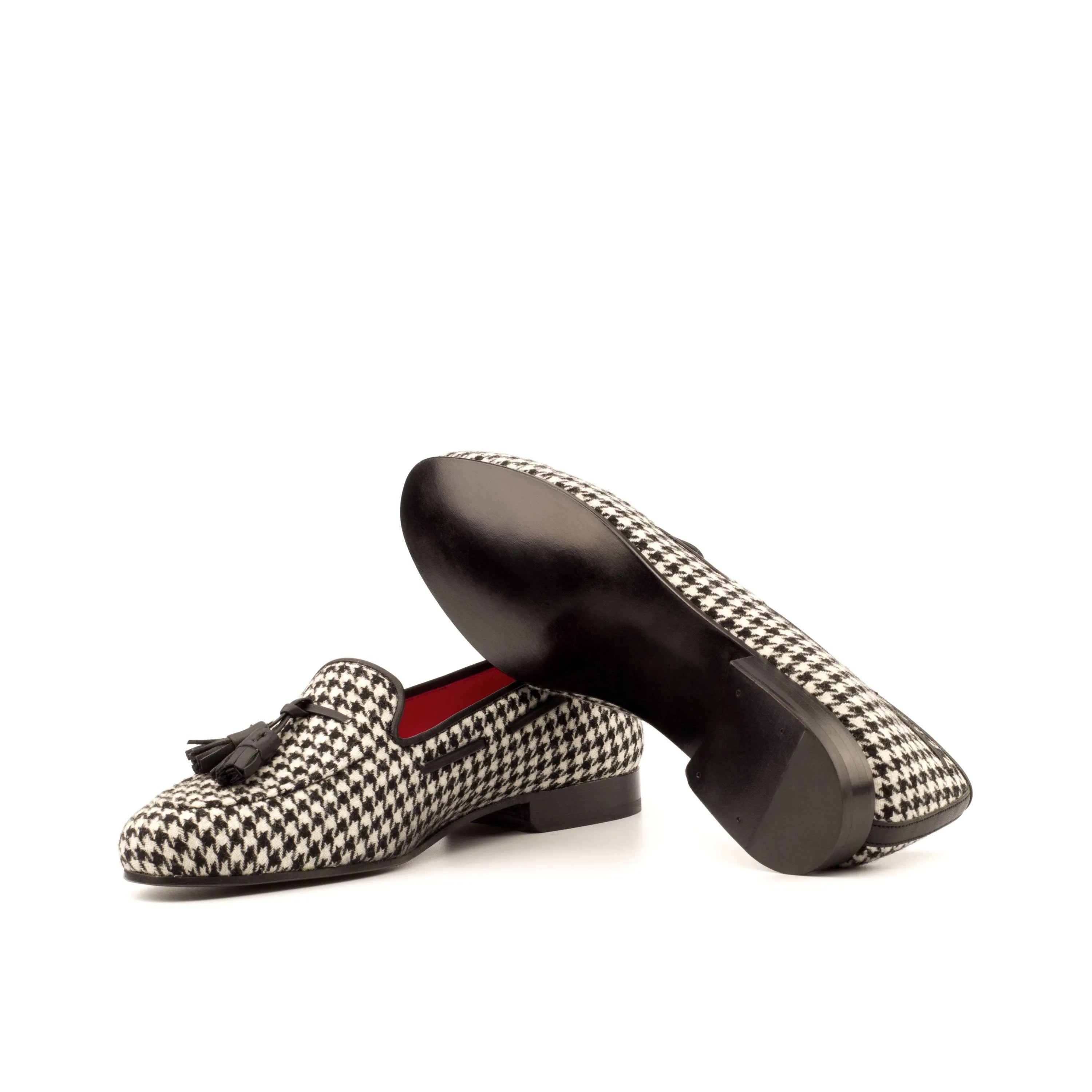 Houndstooth tassel loafers from Julia Rose Ladies crafted in calf leather