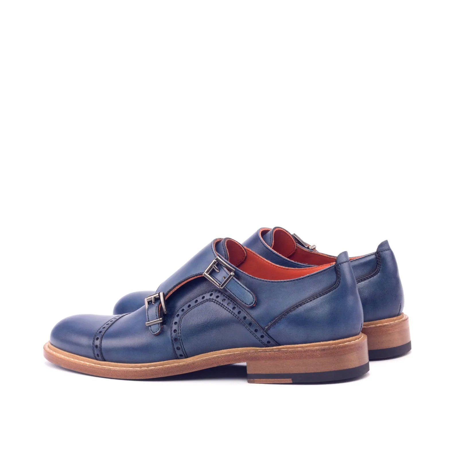 Blue leather double monk strap shoes from Julieta Woman Double Monk II collection