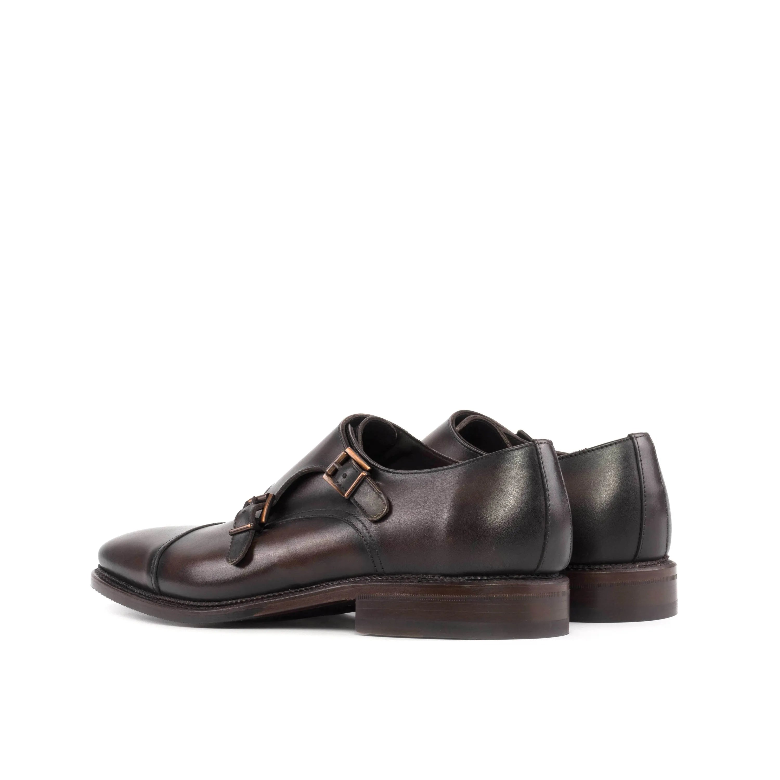 Brown leather Jupiter Double Monk shoes, stylish footwear for the fast lane profession