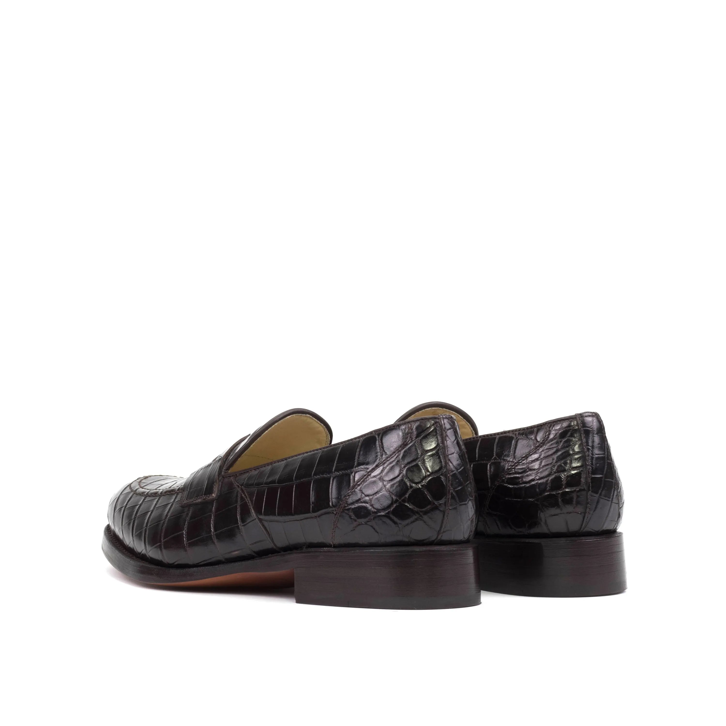 Black crocodile-patterned leather loafers from the Karma Alligator Loafers collection