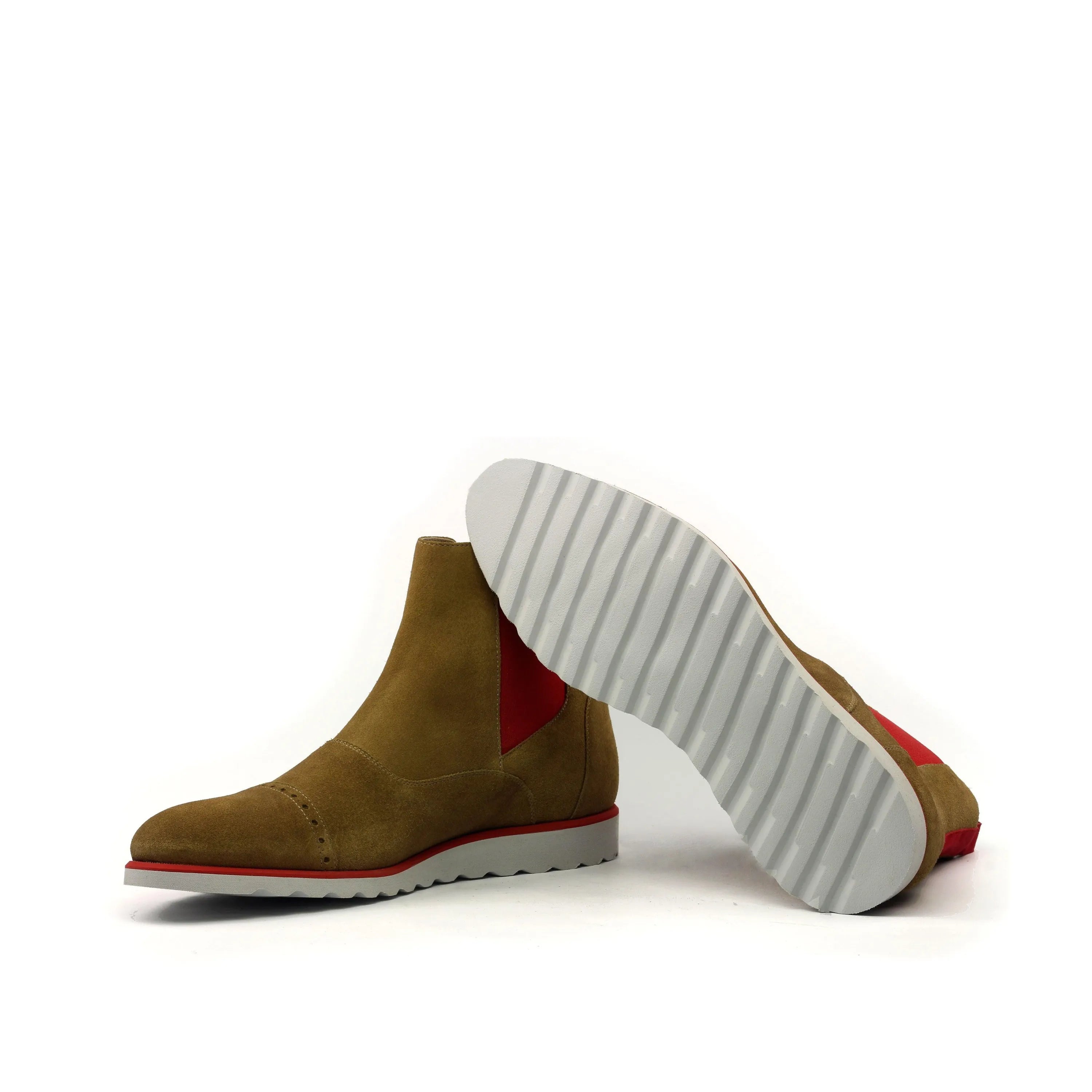 Tan suede Khan Chelsea Boots, a stylish addition to any footwear collection