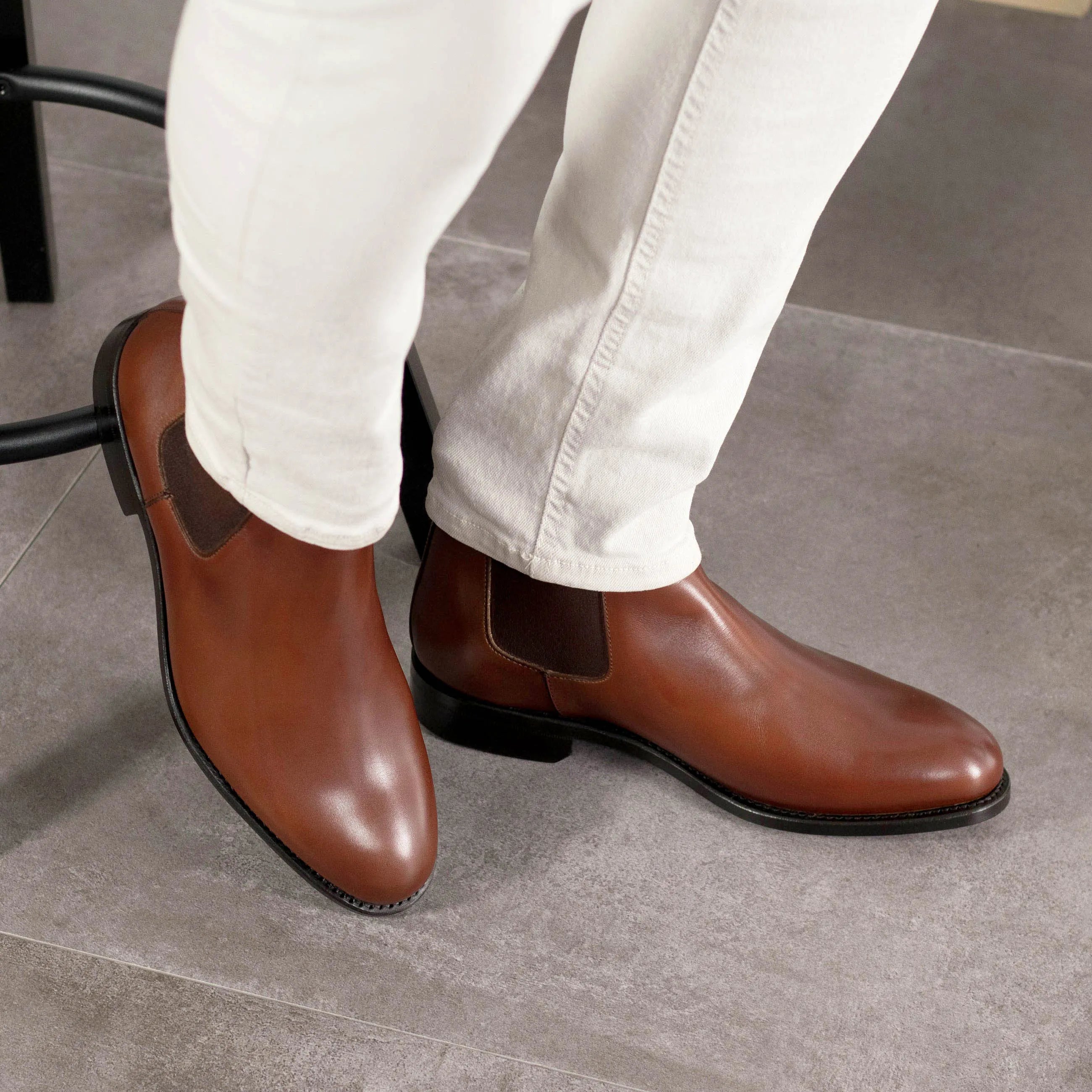 Brown leather Kirt Chelsea Boots showcasing elegant design and versatile style for fast lane fashion