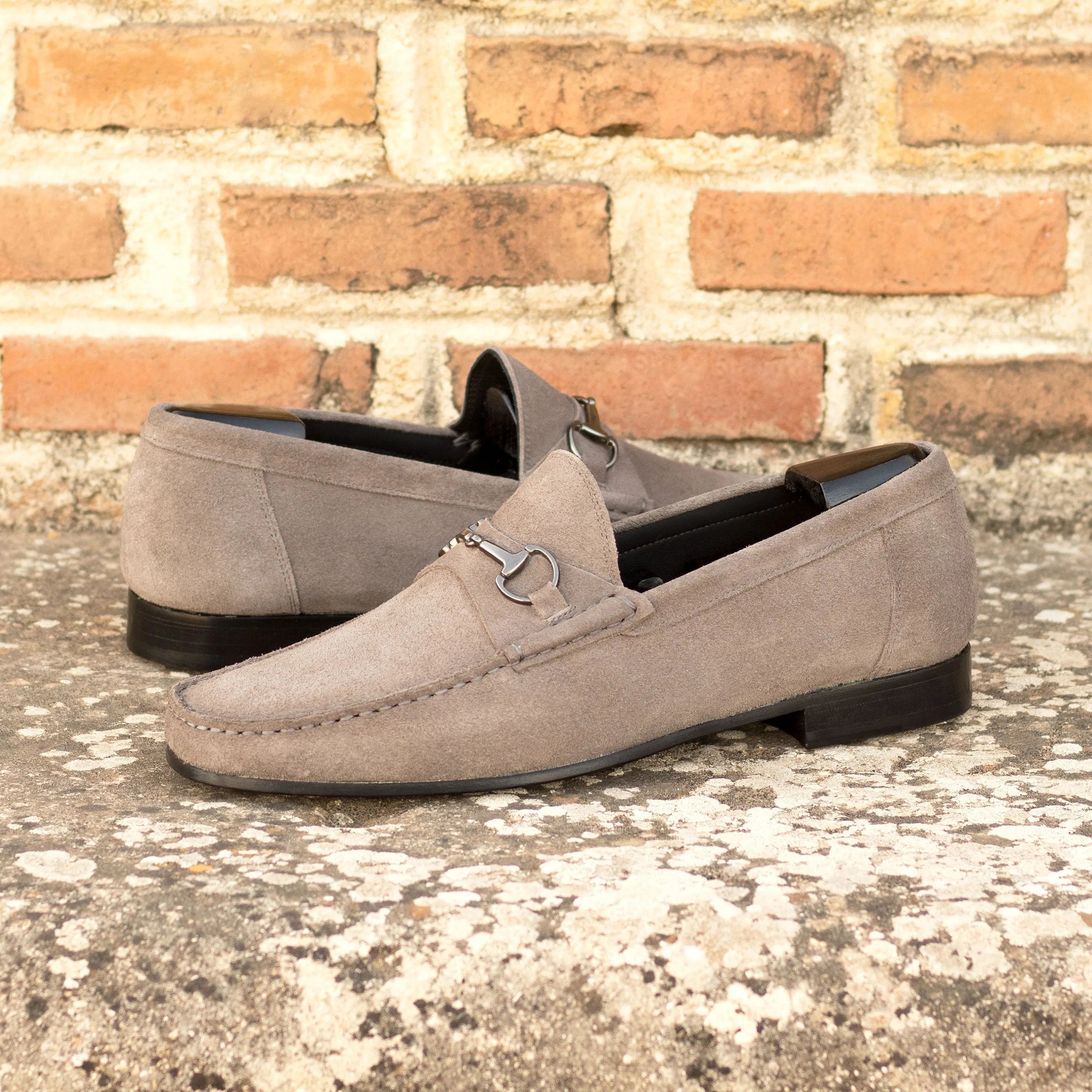 Gray suede loafers from Lecee Moccasin II, luxury bespoke shoes for men