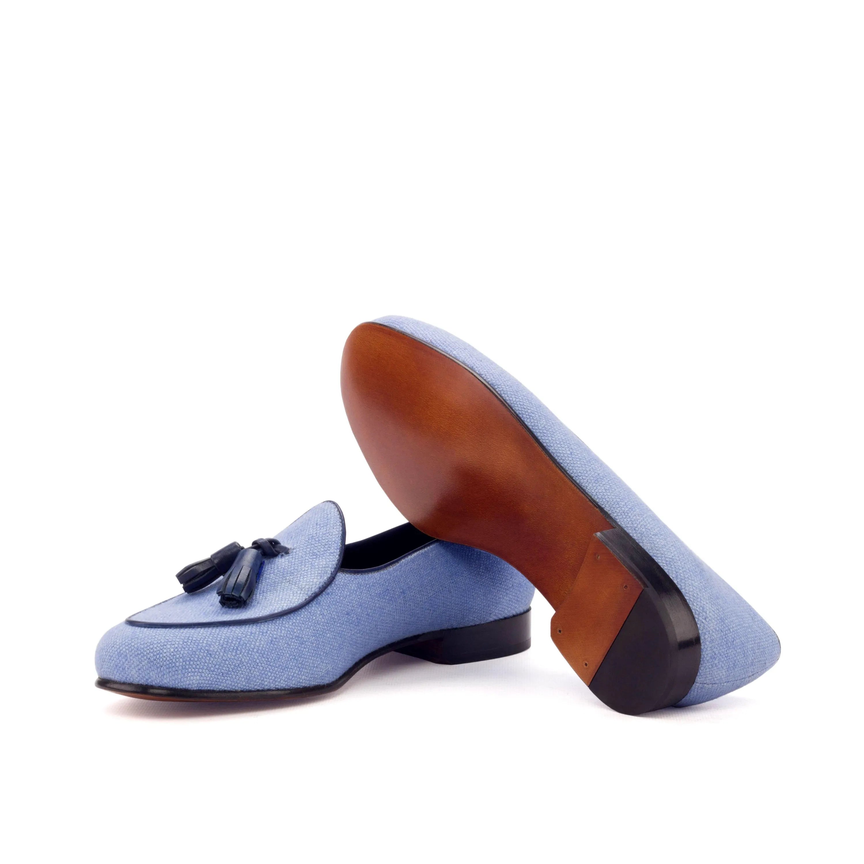Light blue tassel loafers from the Lee Belgian Slipper collection