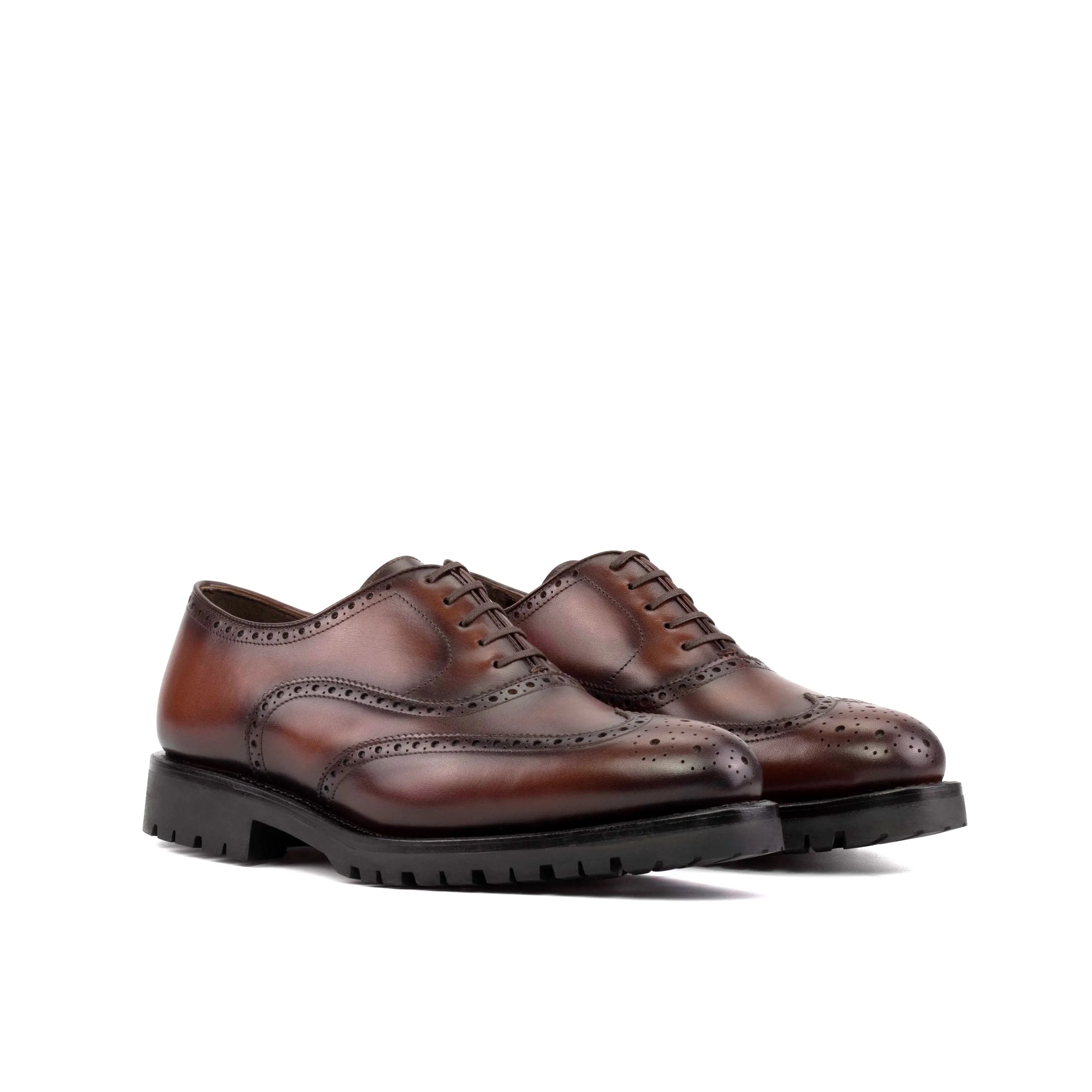 Burgundy leather wingtip dress shoes from Leehom, perfect brogue shoes for the fast lane