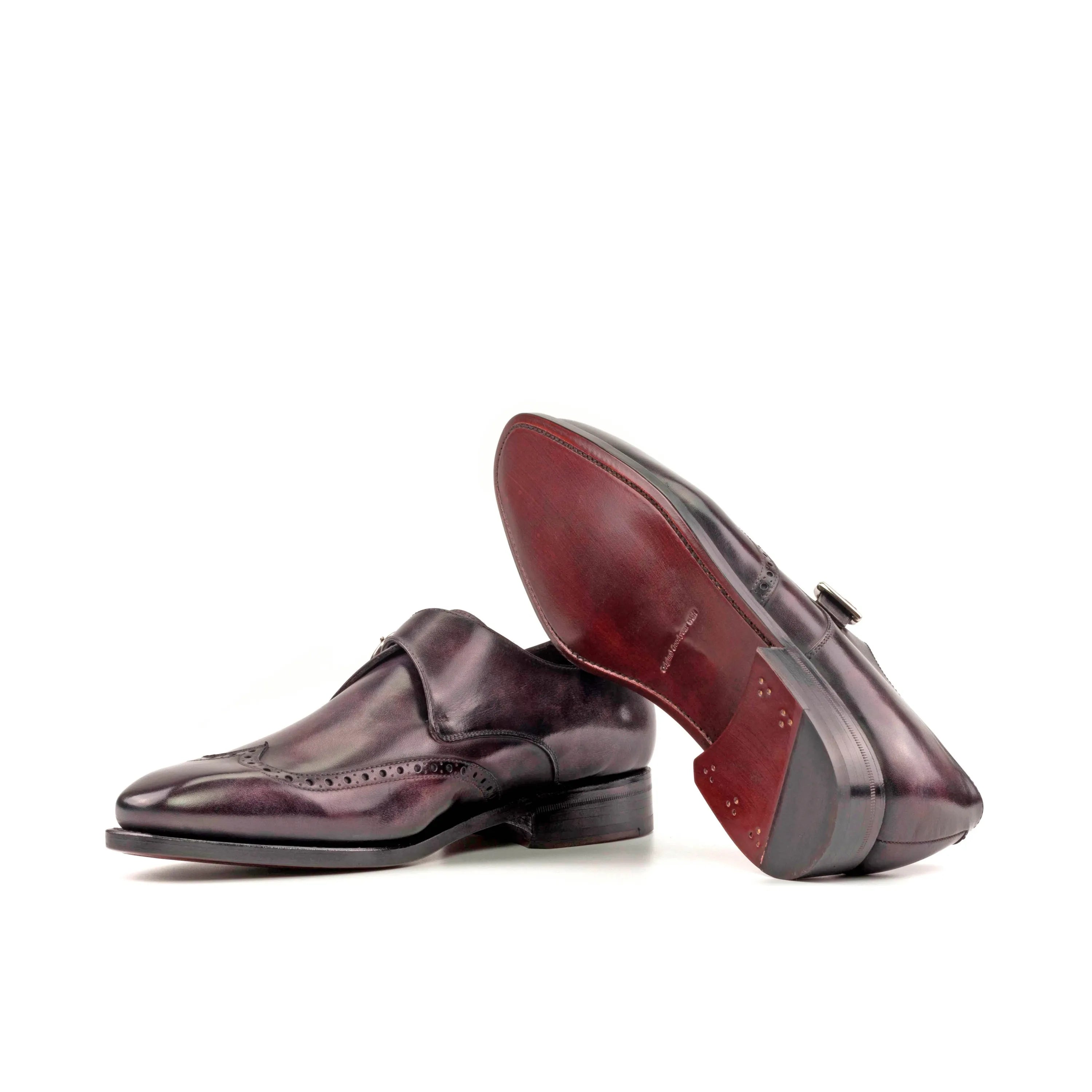 Burgundy leather monk strap shoes from Leemins Patina Single collection