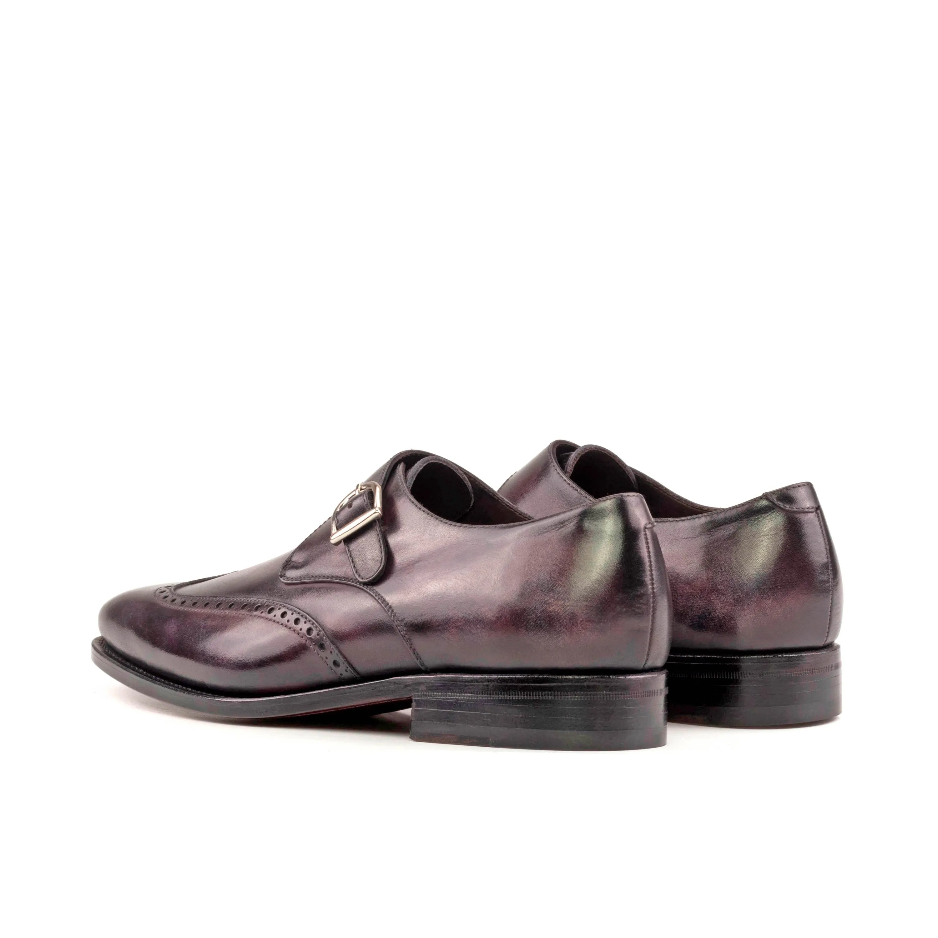 Dark leather monk strap shoes from Leemins Patina Single Monk collection