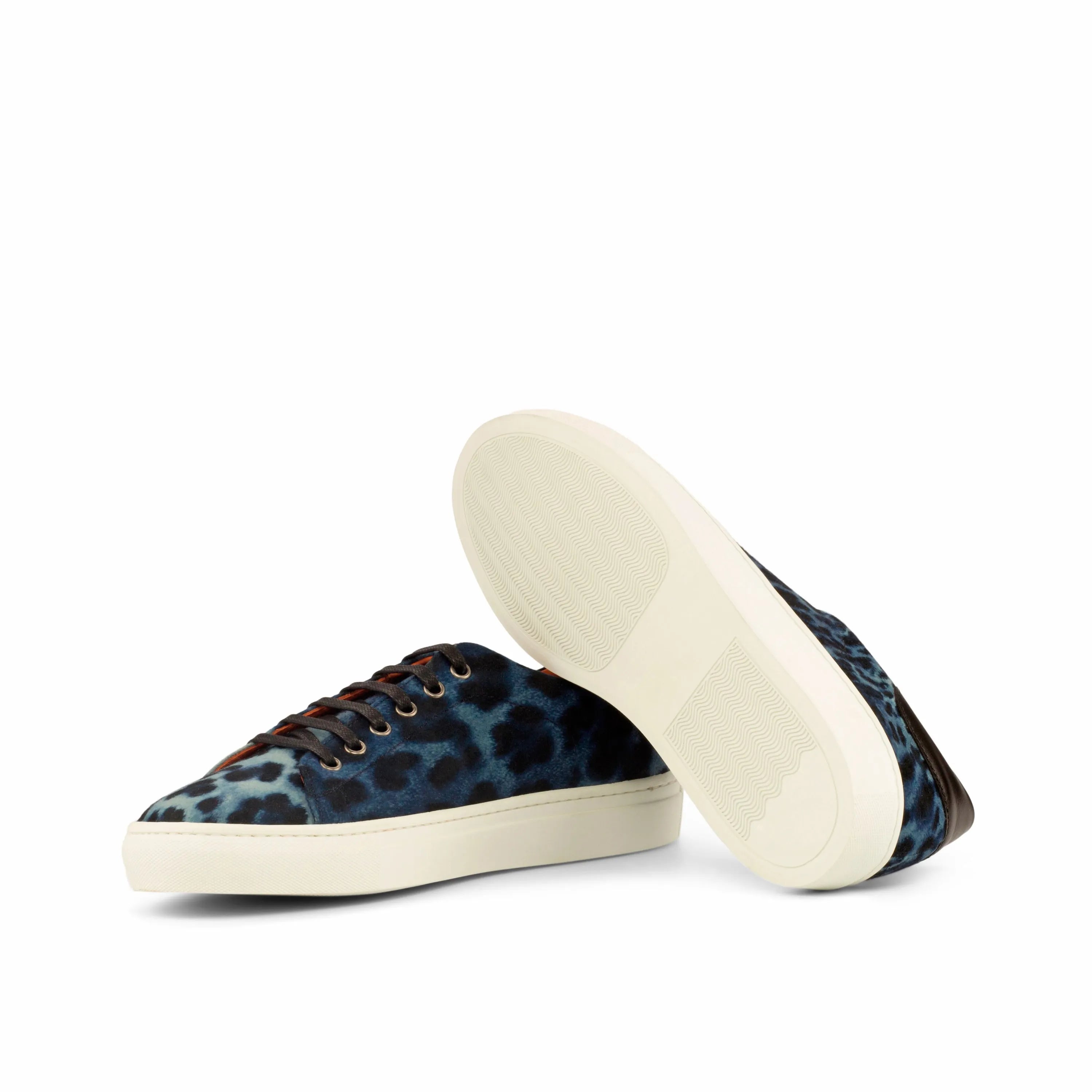 Blue leopard print Leon Trainer Sneaker showcasing stylish athletic footwear design