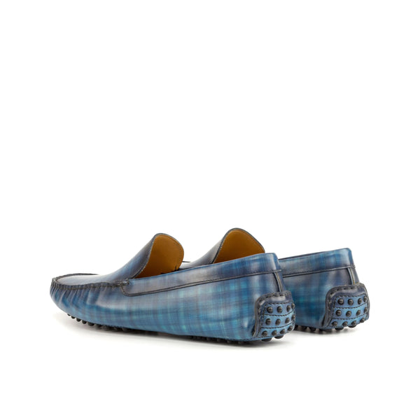 Blue leather driving shoes, Leonardo Patina Driver II, showcasing modern elegance and comfort