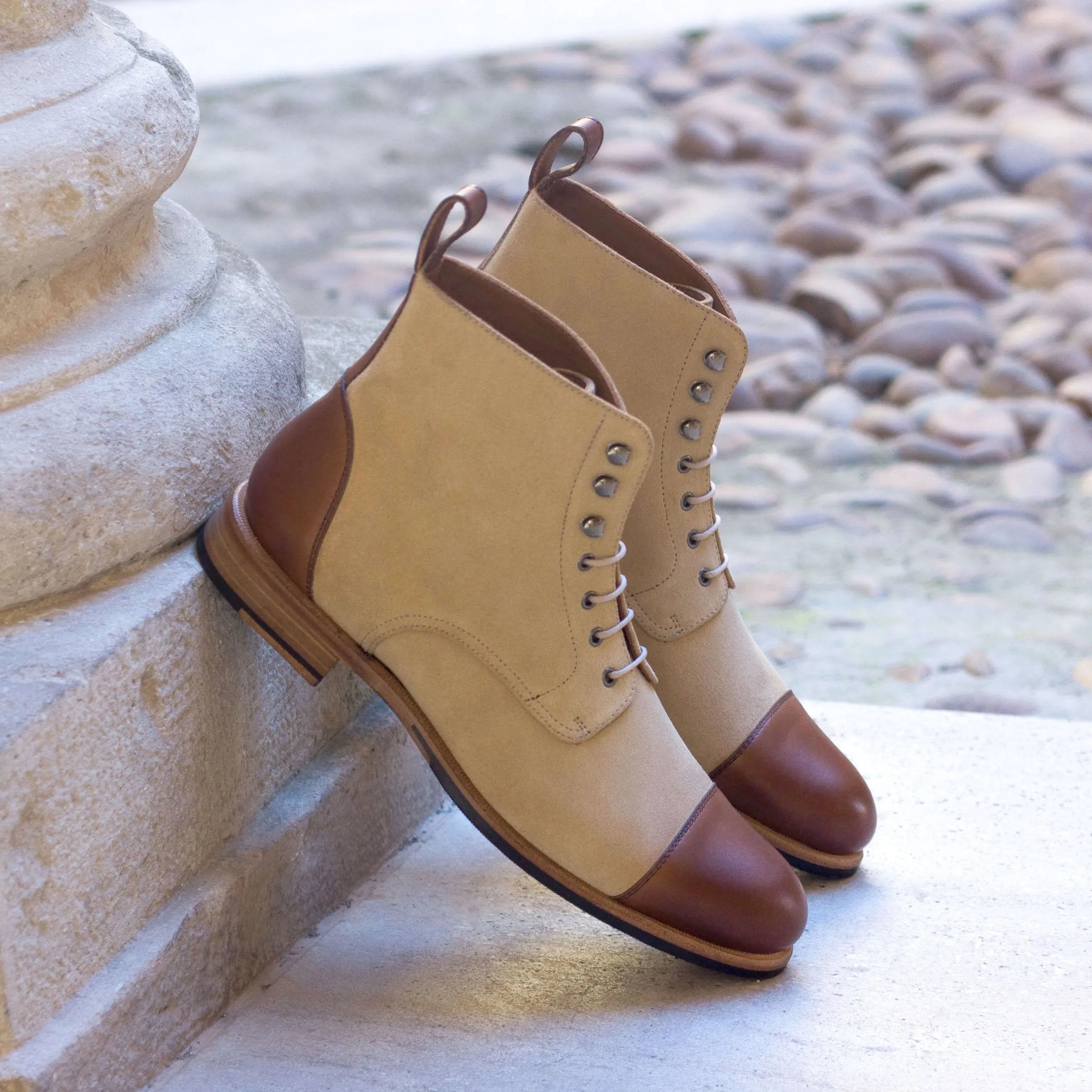 Two-toned leather lace-up Lilian Ladies Captoe boots for stylish footwear choices