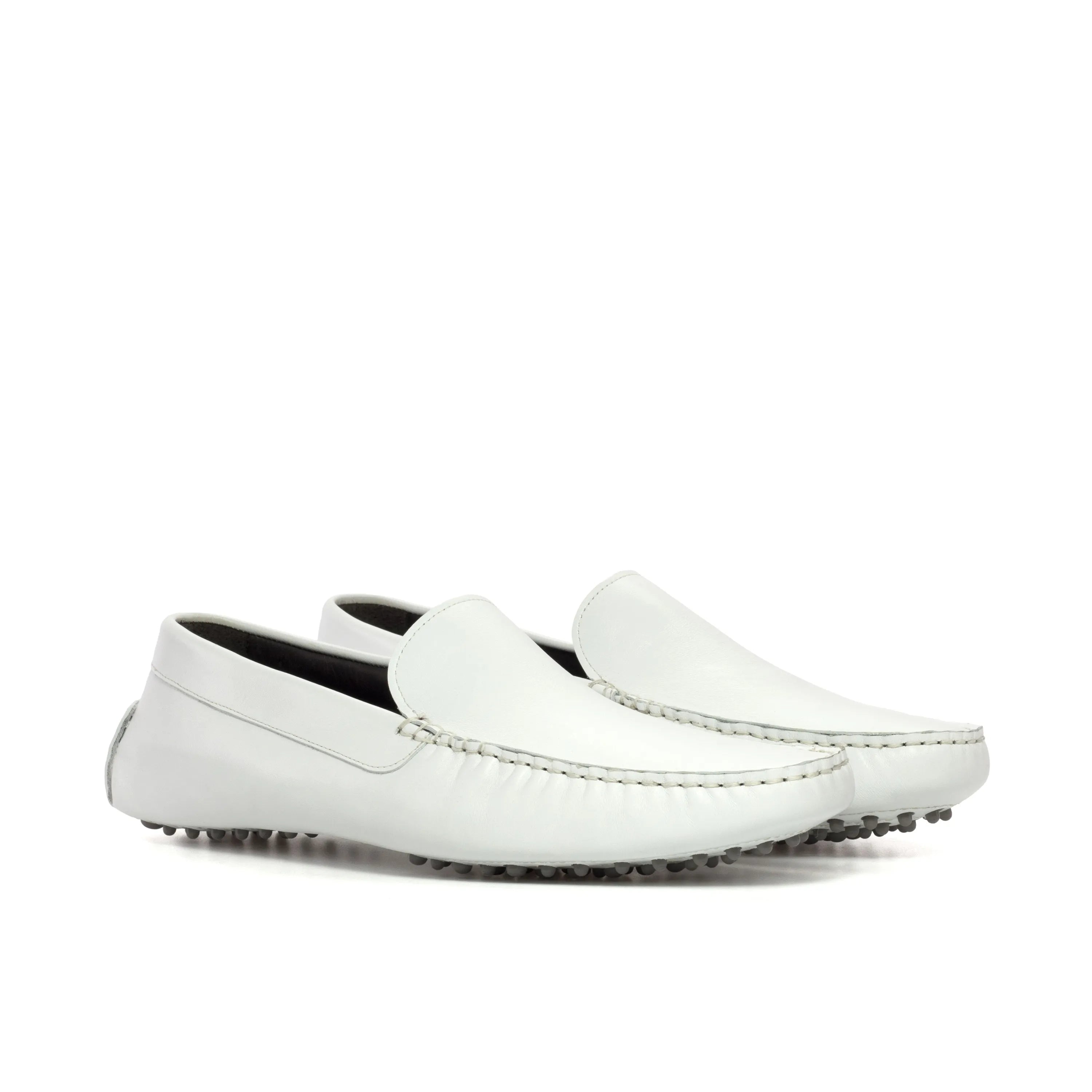 White leather Lincoln RD Driver loafers for stylish and comfortable driving