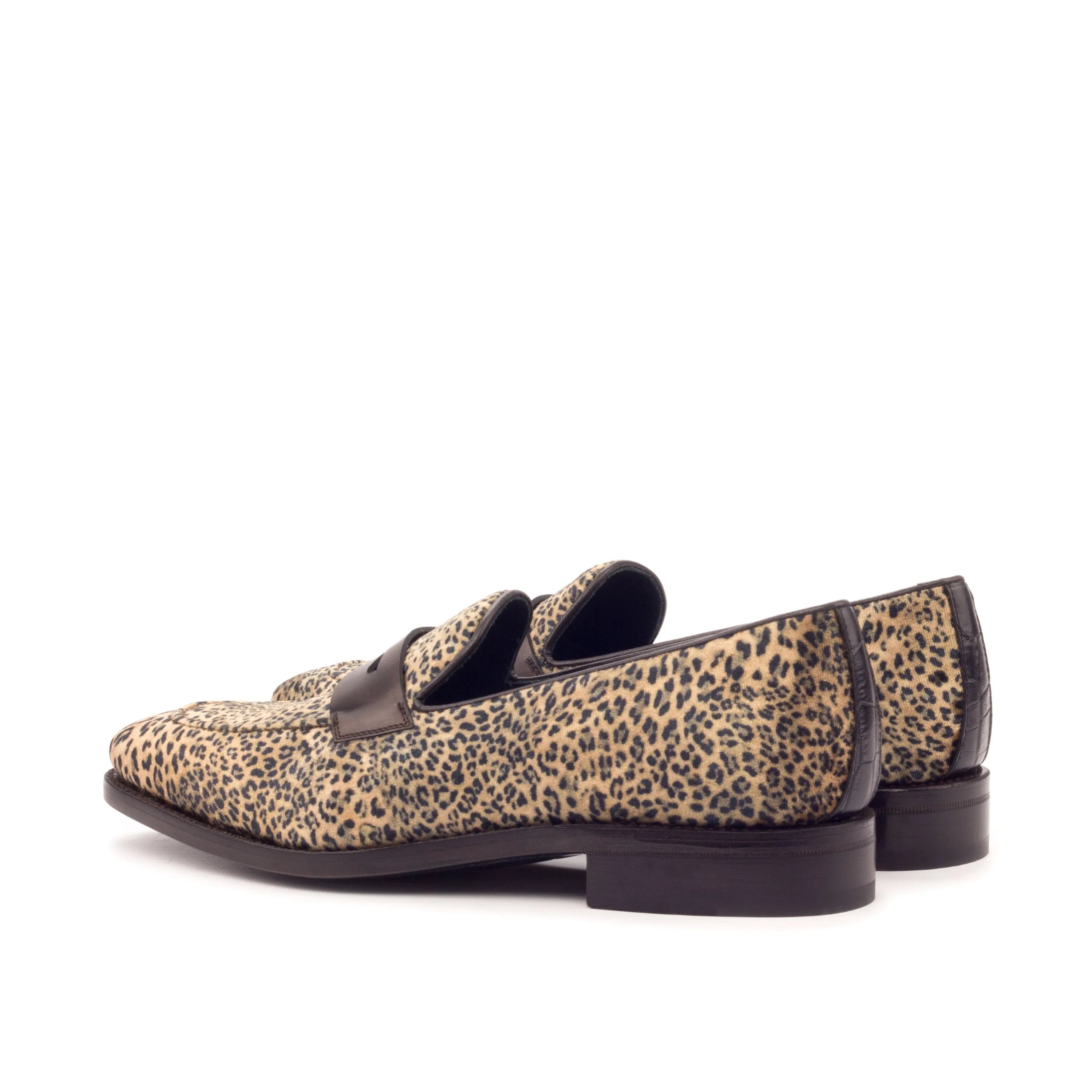 Leopard print leather Livernois Loafers, luxury bespoke shoes for men