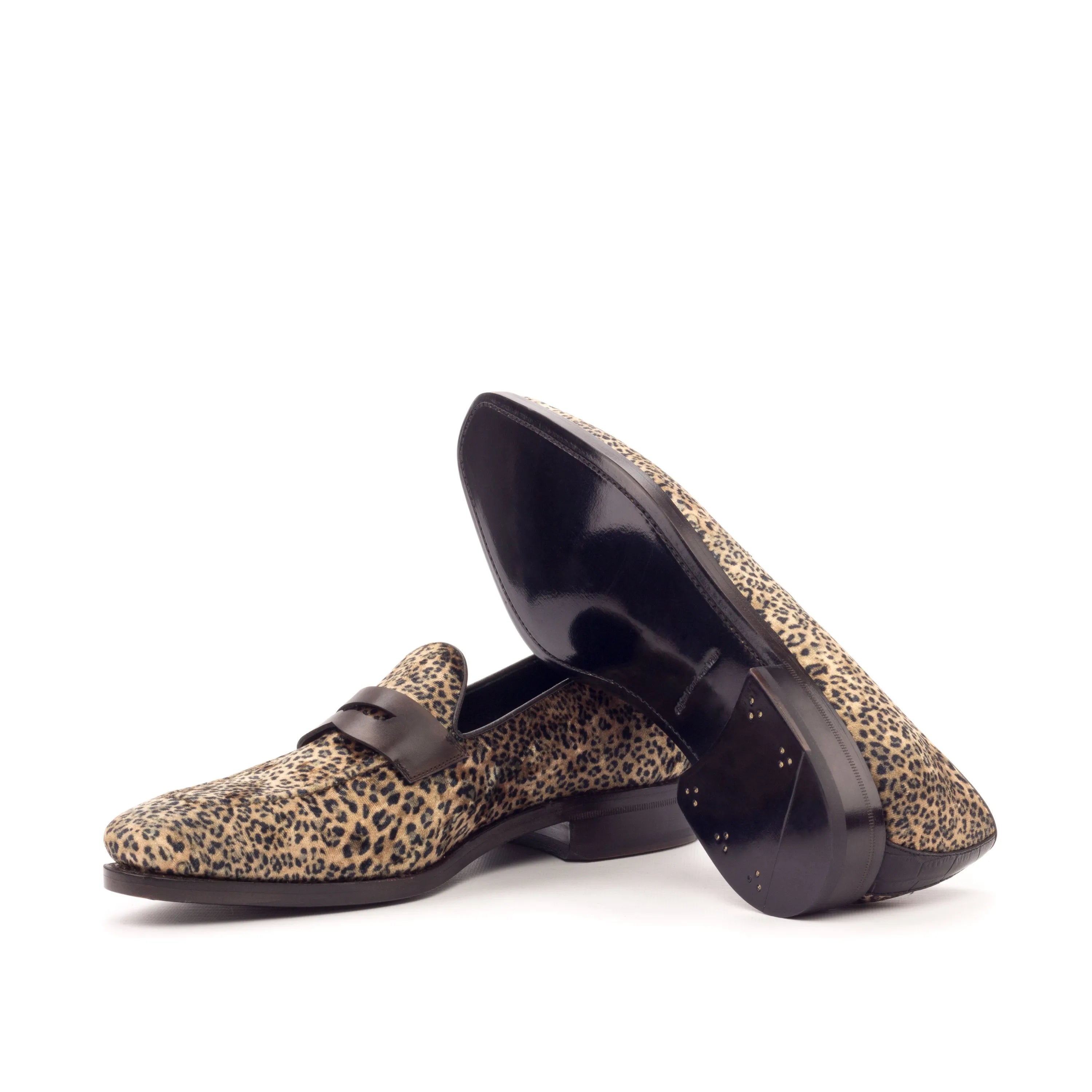 Leopard print leather Livernois Loafers, the epitome of luxury bespoke shoes for men
