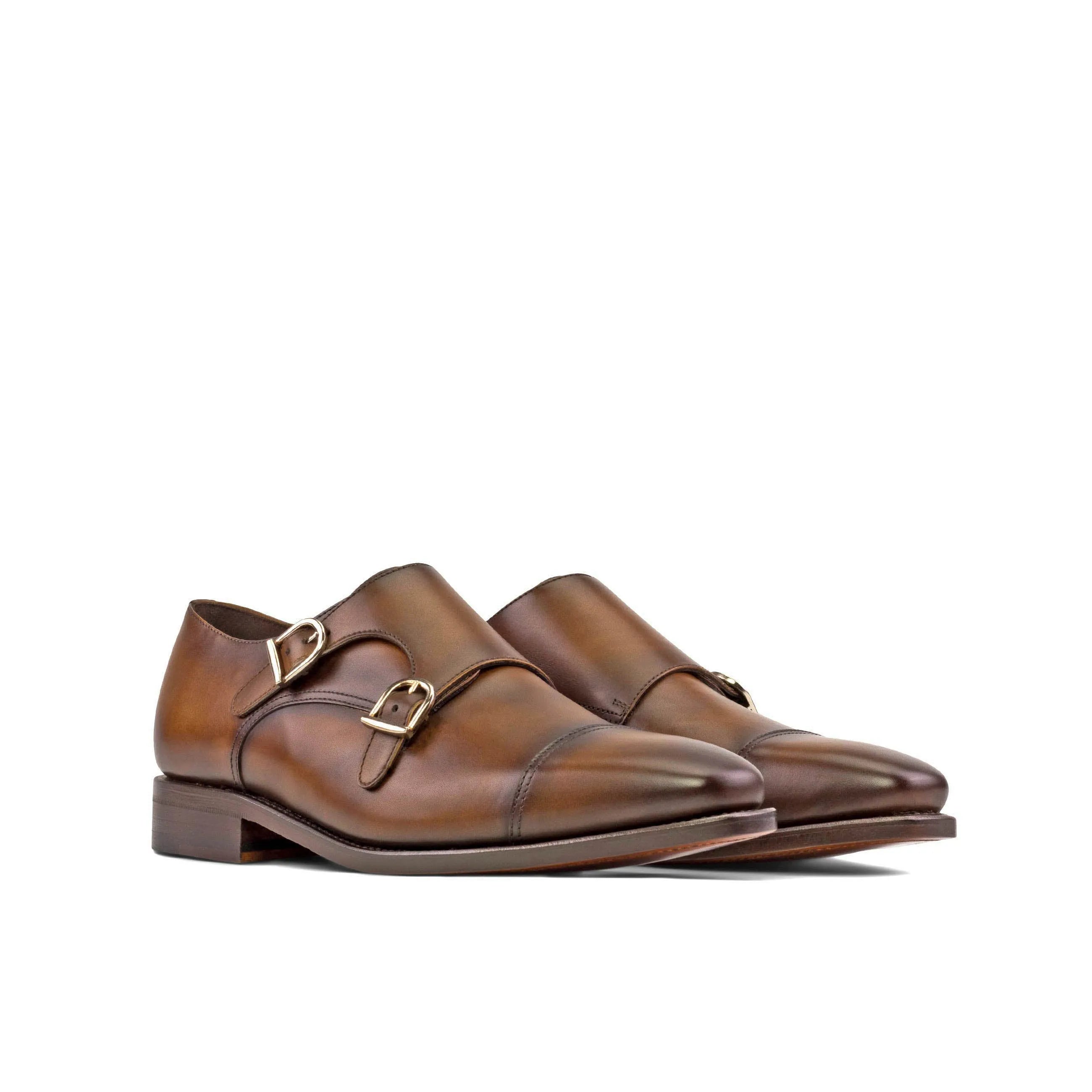 Brown leather double monk strap shoes, Louisiana Double Monk, perfect for a fast lane lifestyle