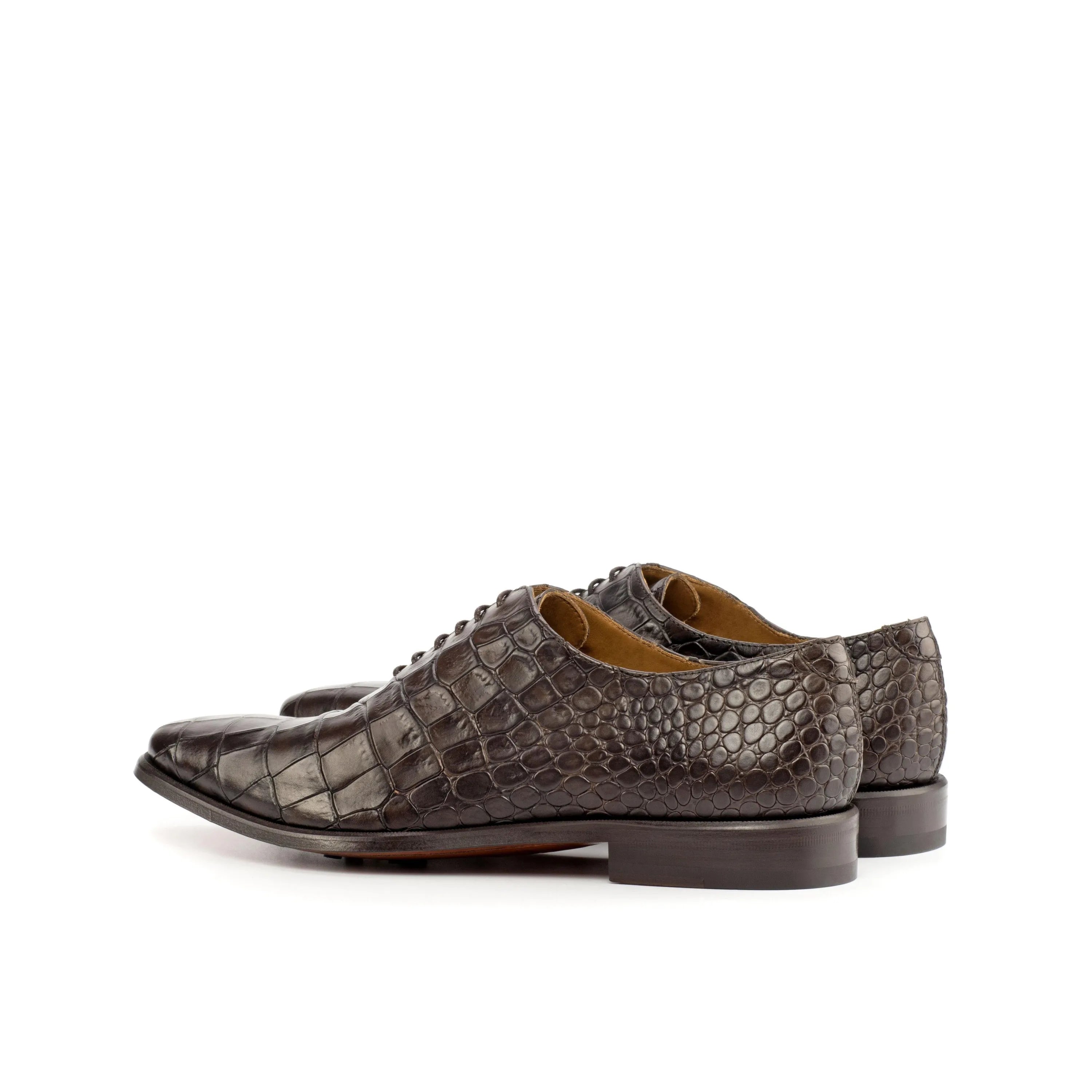 Brown Crocodile Leather Dress Shoes - Luciano Croc Wholecut for sophisticated style