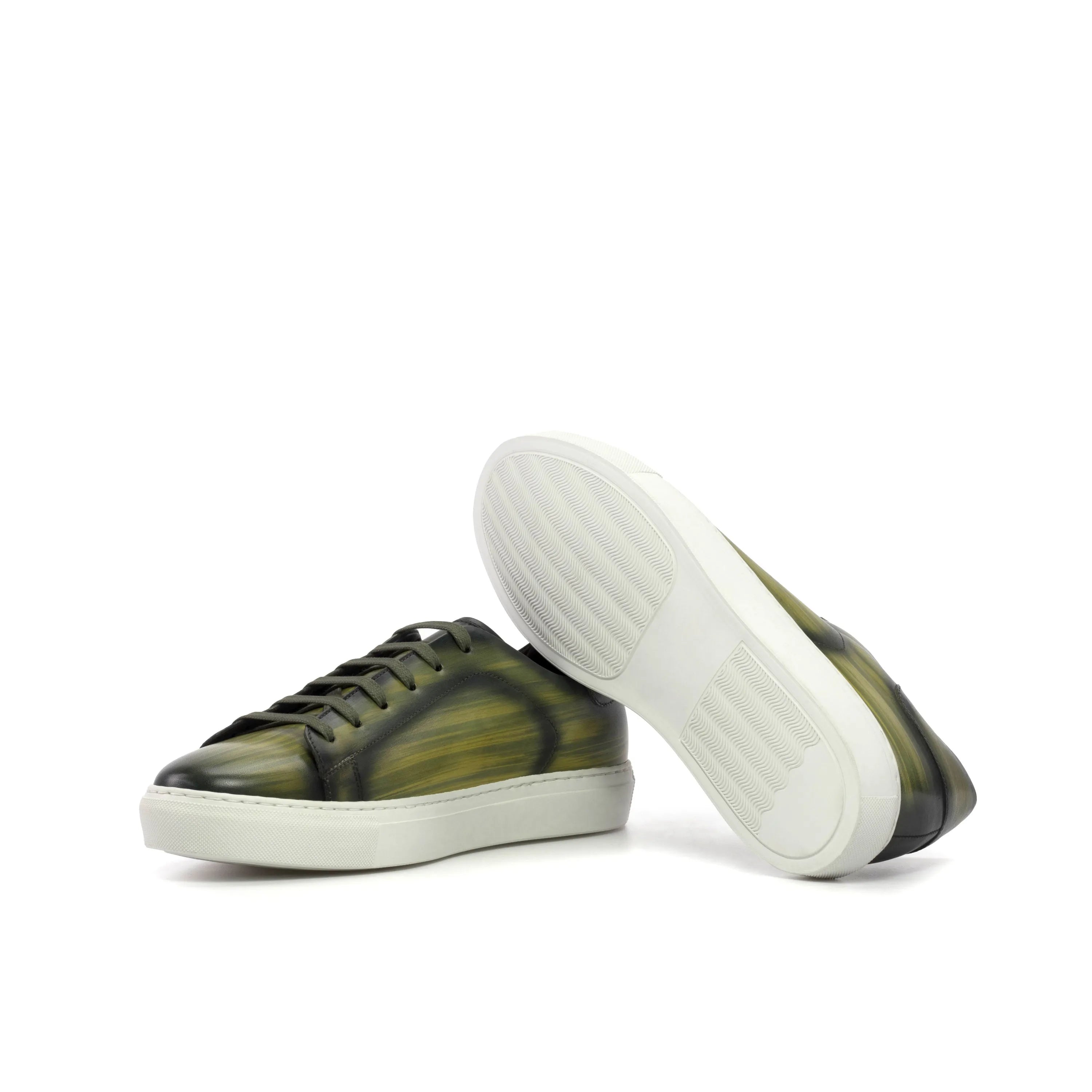 Green leather Lunar Trainer Patina Sneakers with white cupsole for stylish comfort