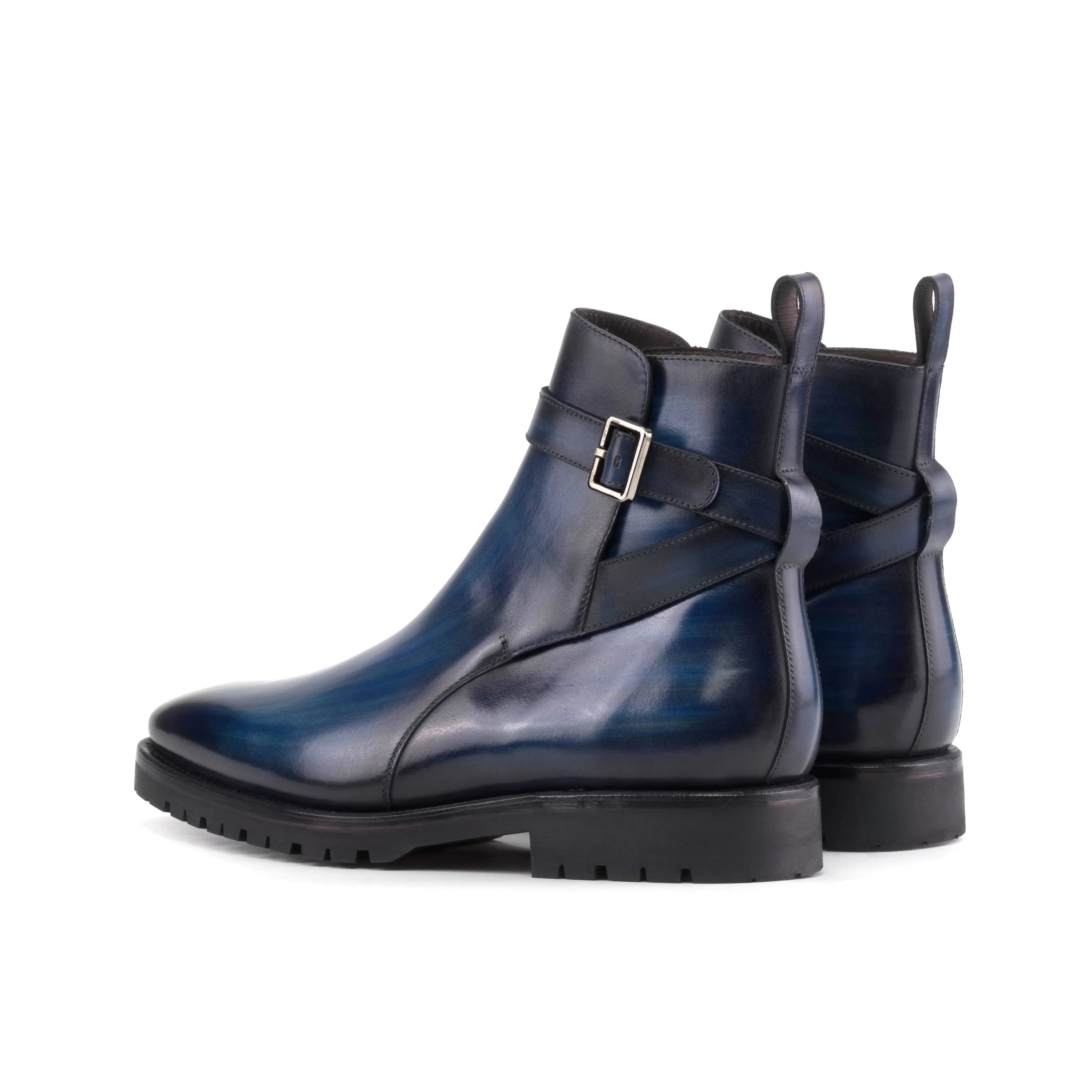 Blue leather Luxio Patina Jodhpur Boots showcasing elegant style and craftsmanship
