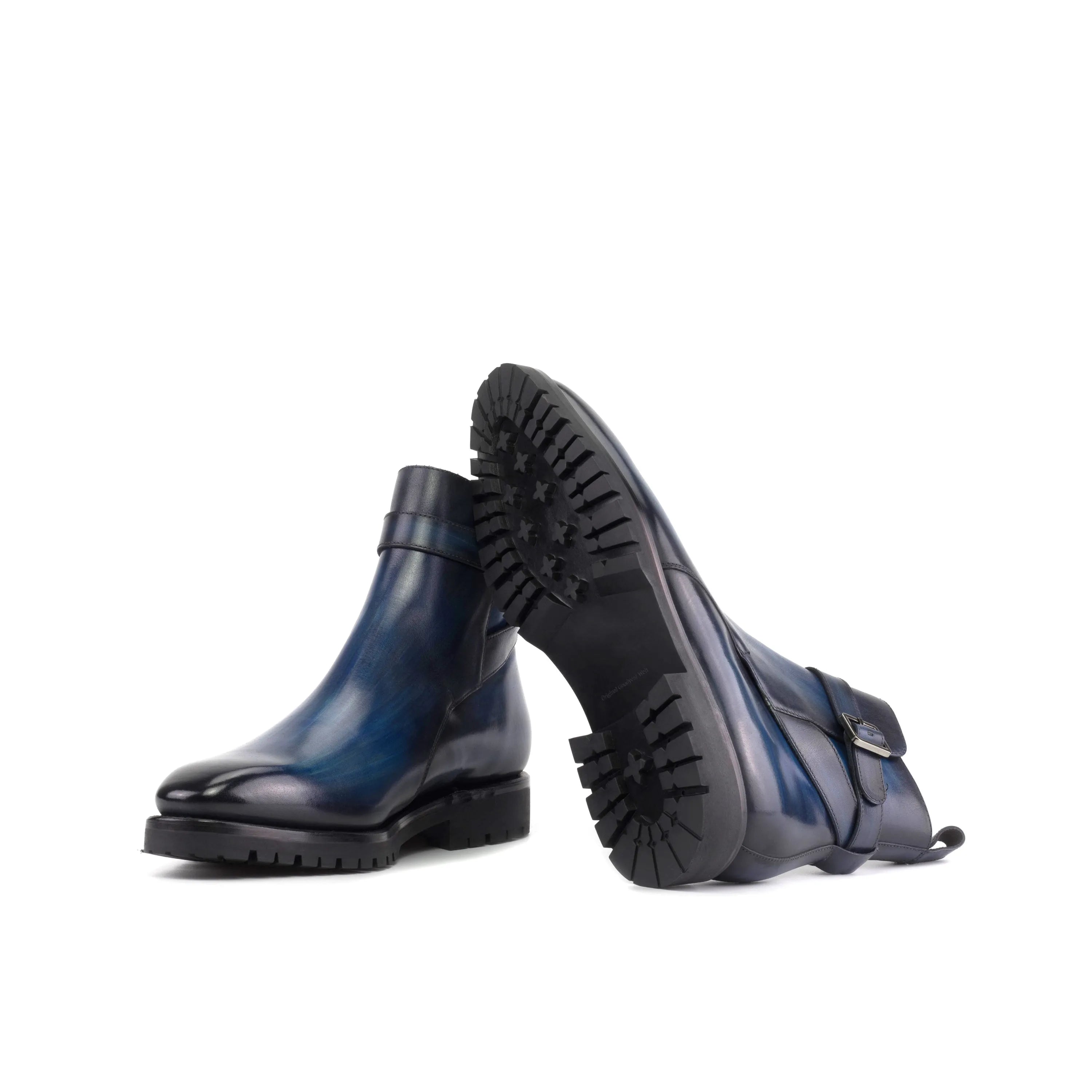 Blue leather Luxio Patina Jodhpur Boots showcasing elegant design and premium craftsmanship