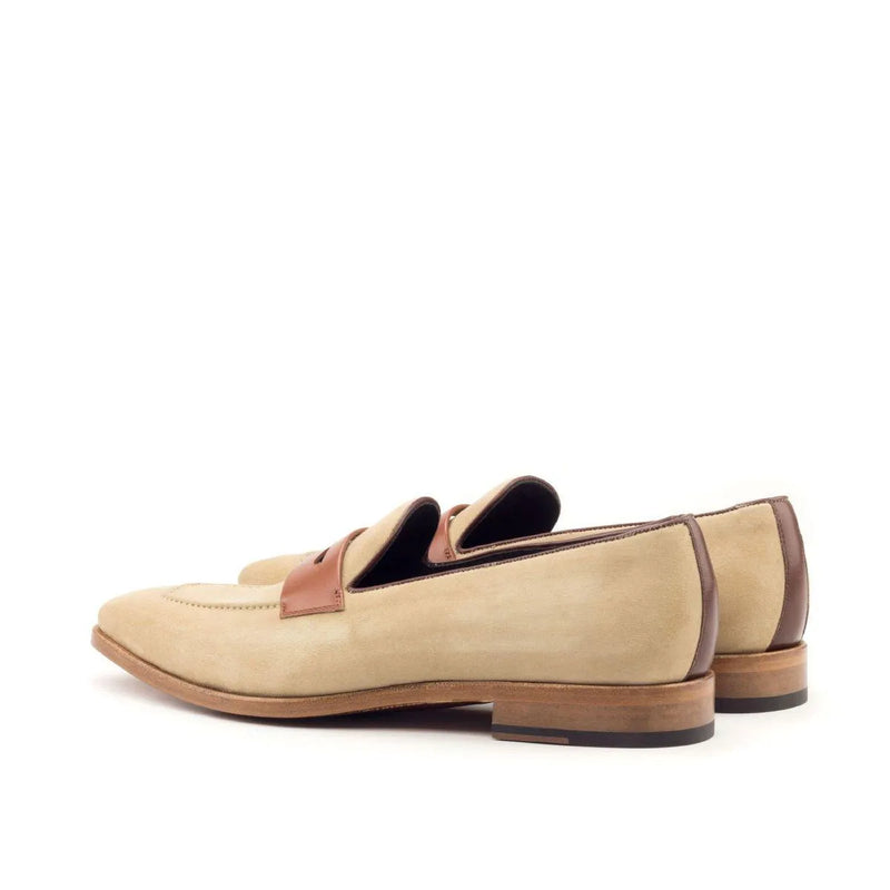 Beige leather Madi Loafers made from box calf, luxury bespoke shoes for men