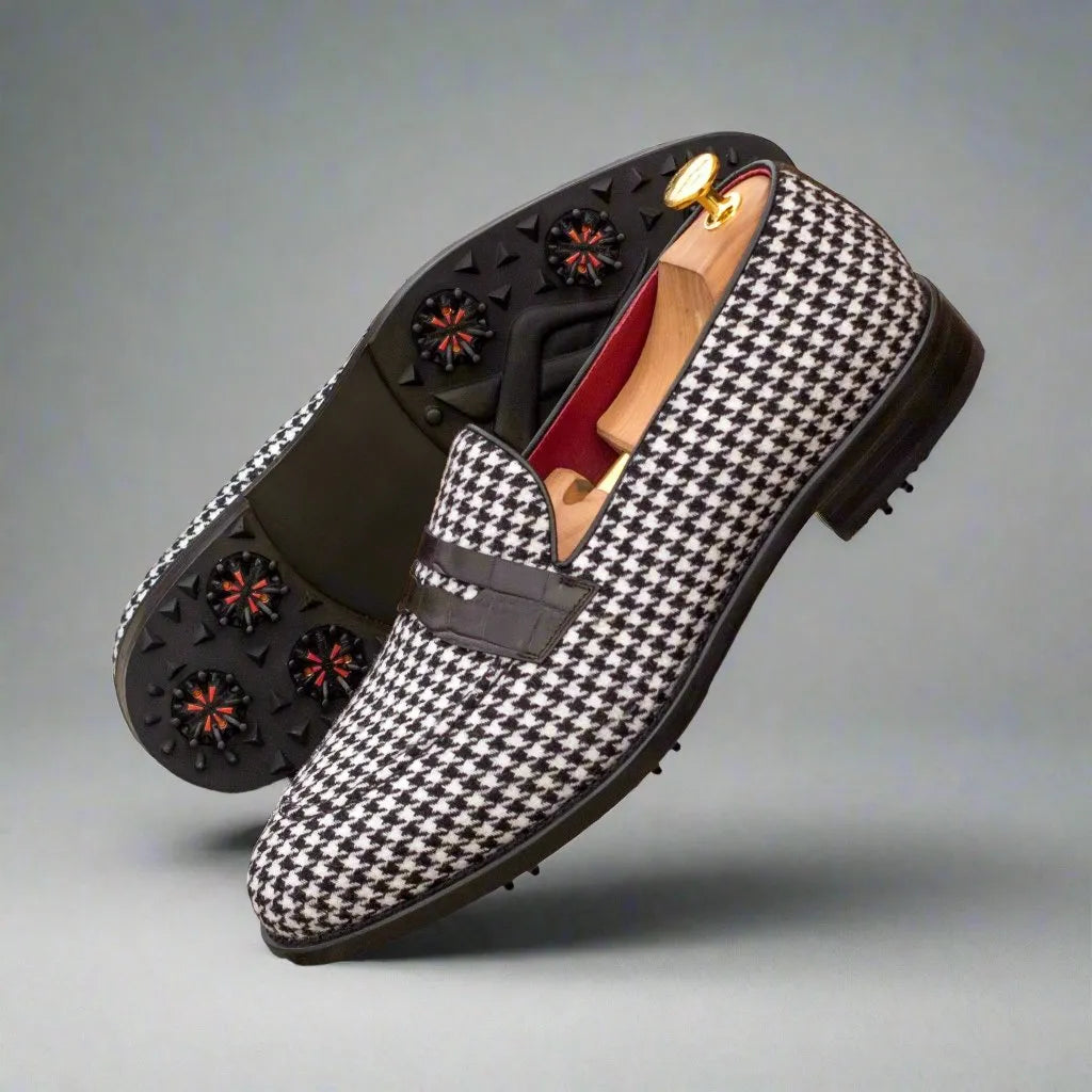 Houndstooth Maklak loafer golf shoes for stylish performance on the course