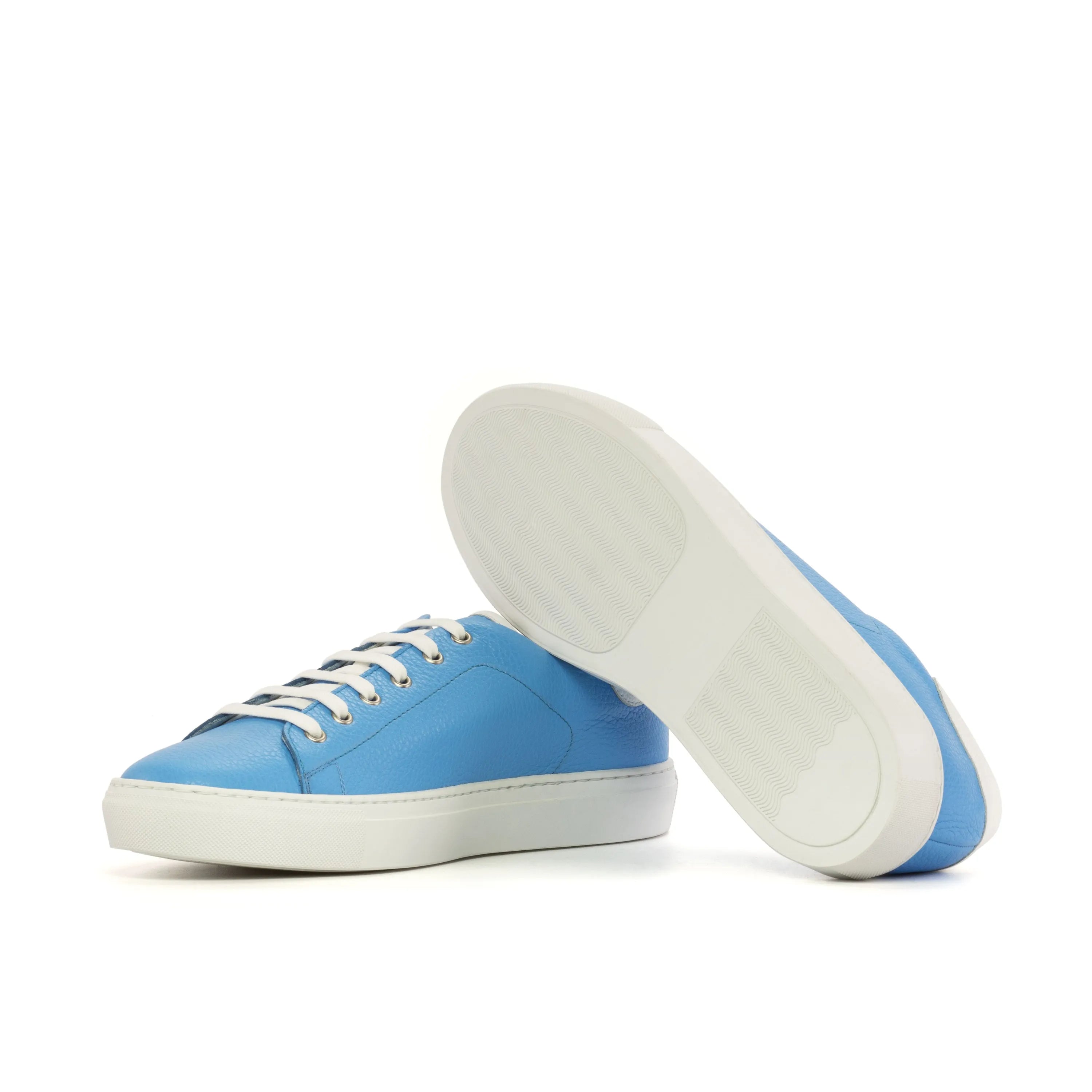 Light blue Malta Trainer Sneaker made of grain Italian leather with a cupsole design