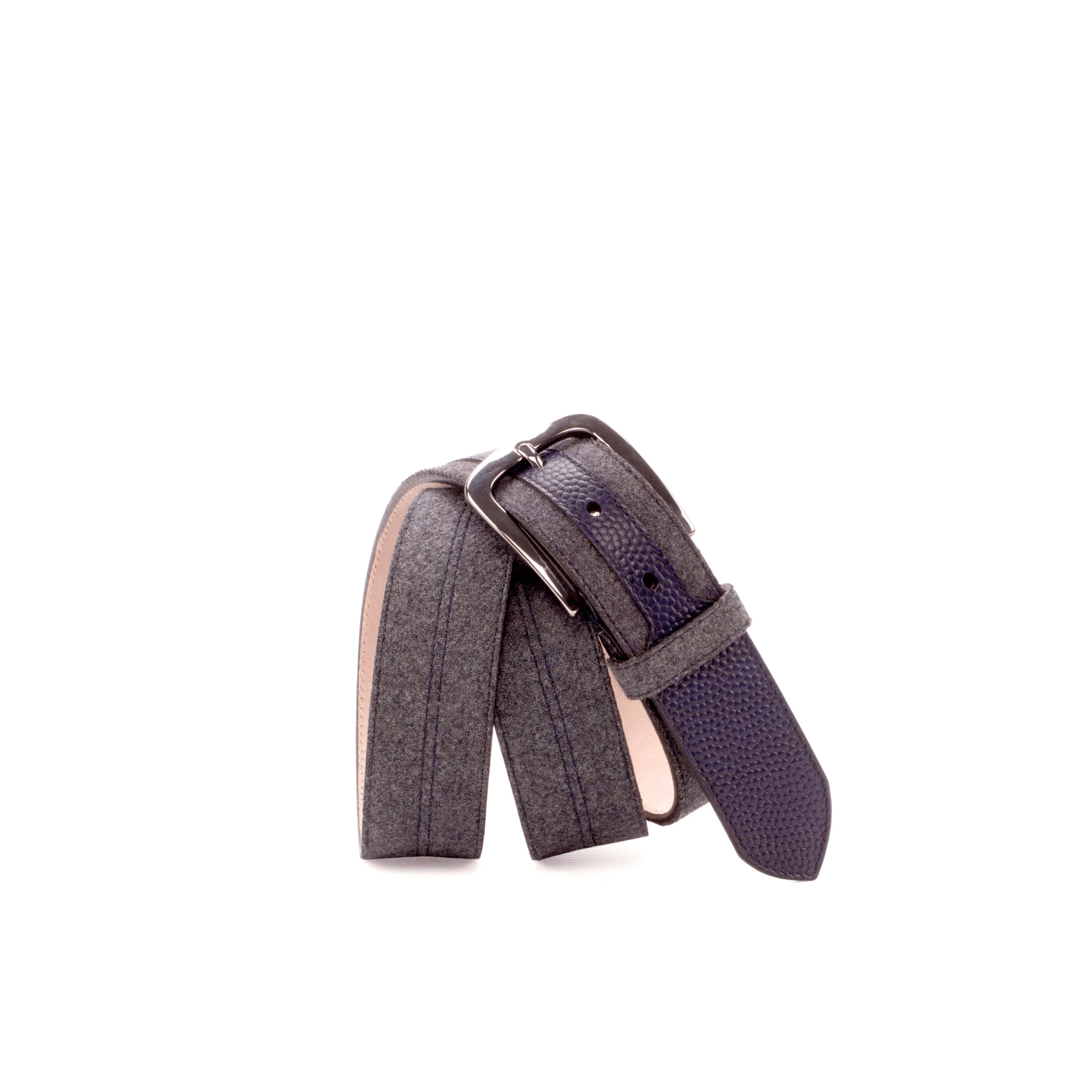 Gray and blue leather Manas Marseille Belt showcasing elegant design and craftsmanship