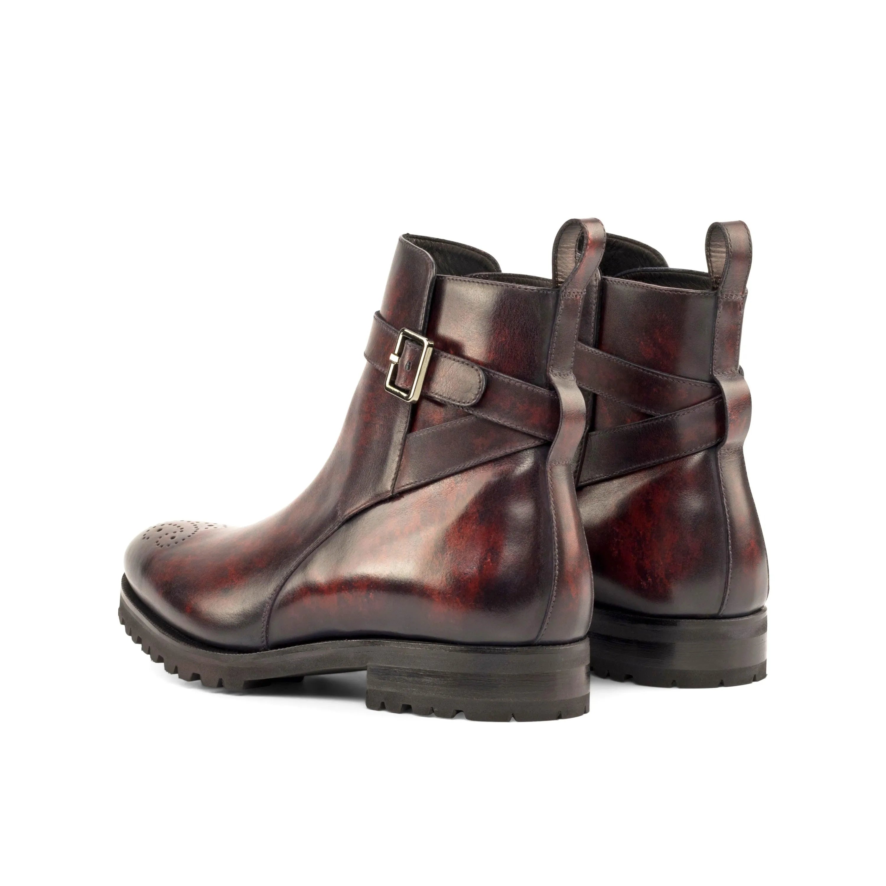 Burgundy leather ankle boots, Mando Jodhpur Patina for stylish elegance and comfort
