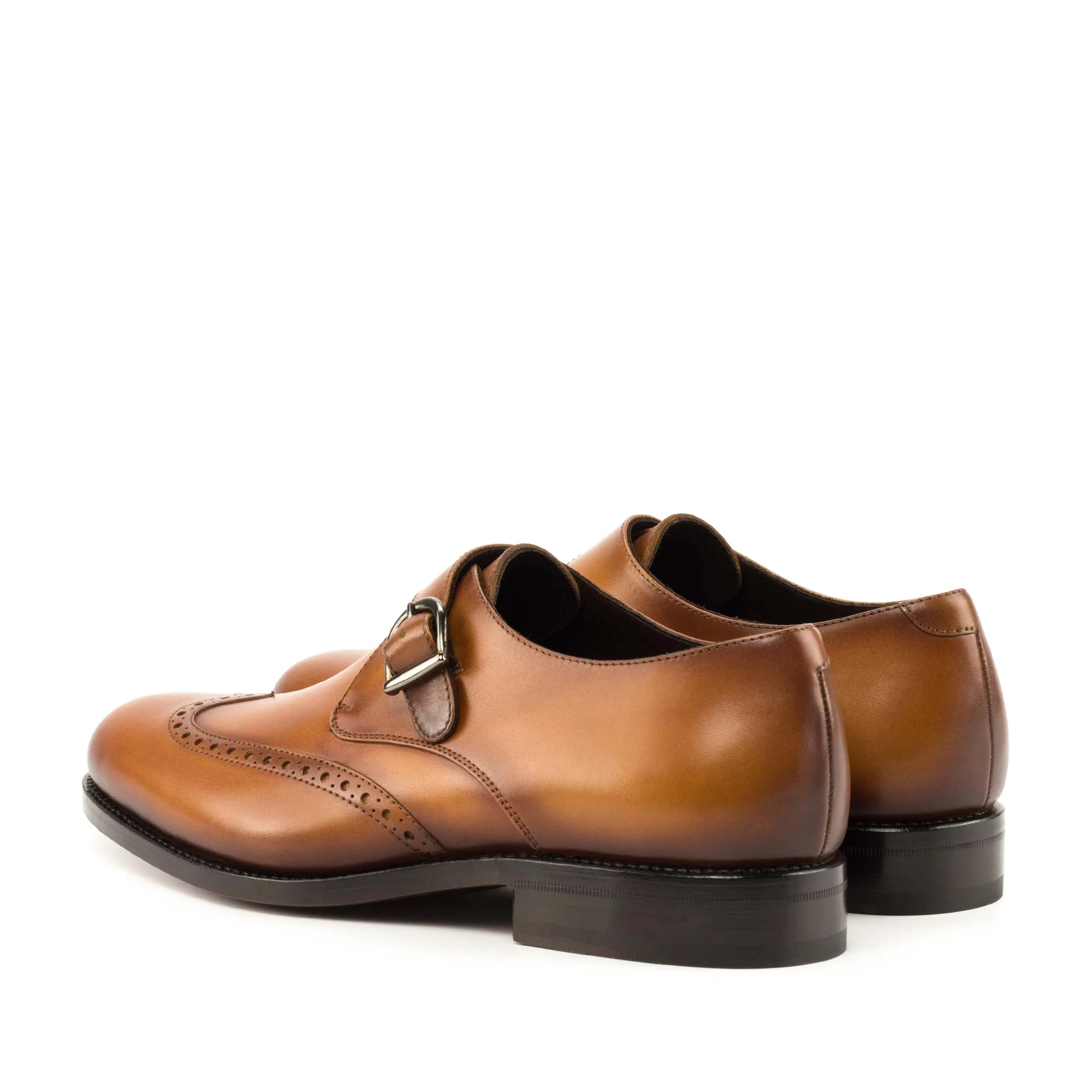 Brown leather Manio Single Monk strap shoes for stylish business days in the fast lane